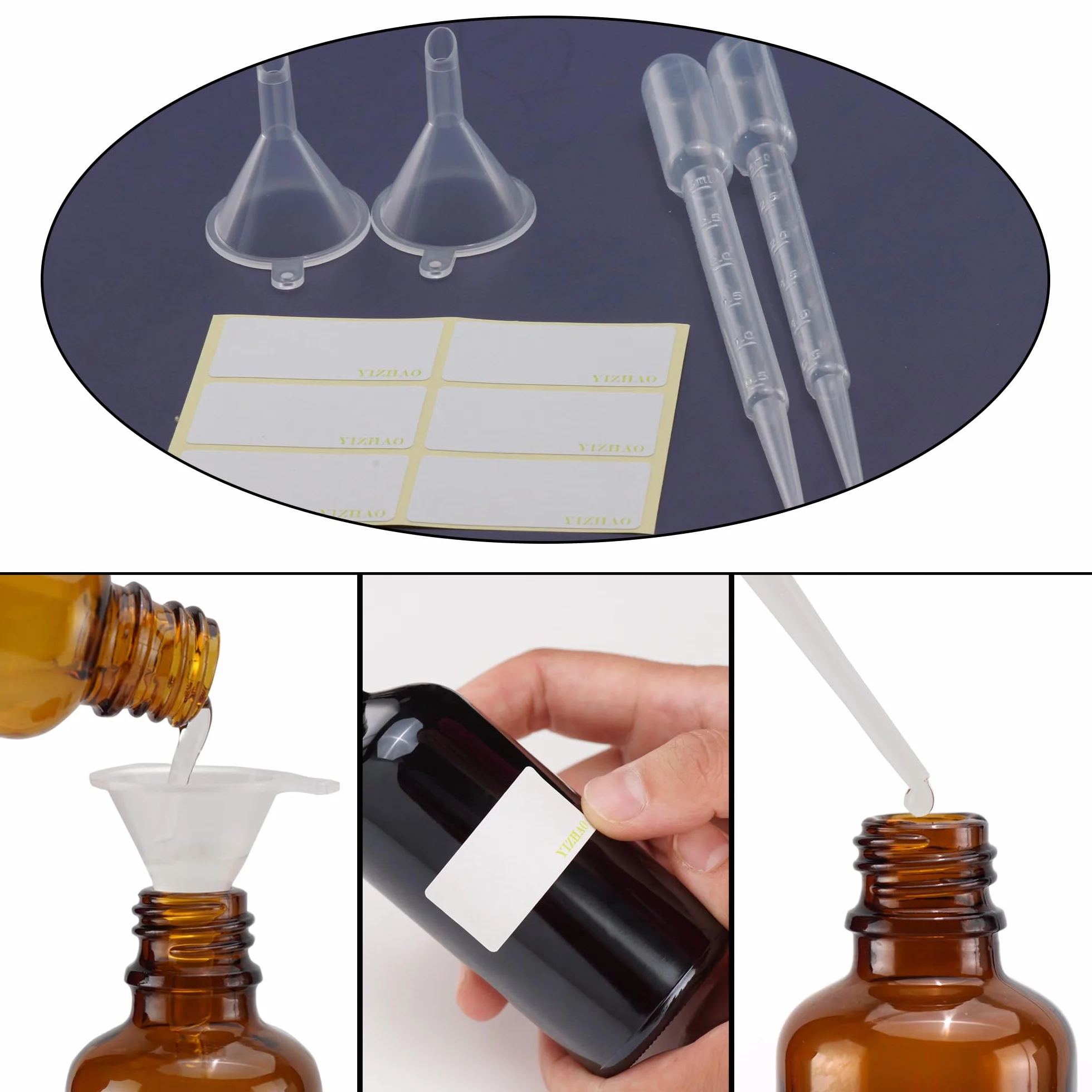 YIZHAO Ambar Pulverizador Cristal 30ml Glass Spray Bottles Atomizador 6Pcs