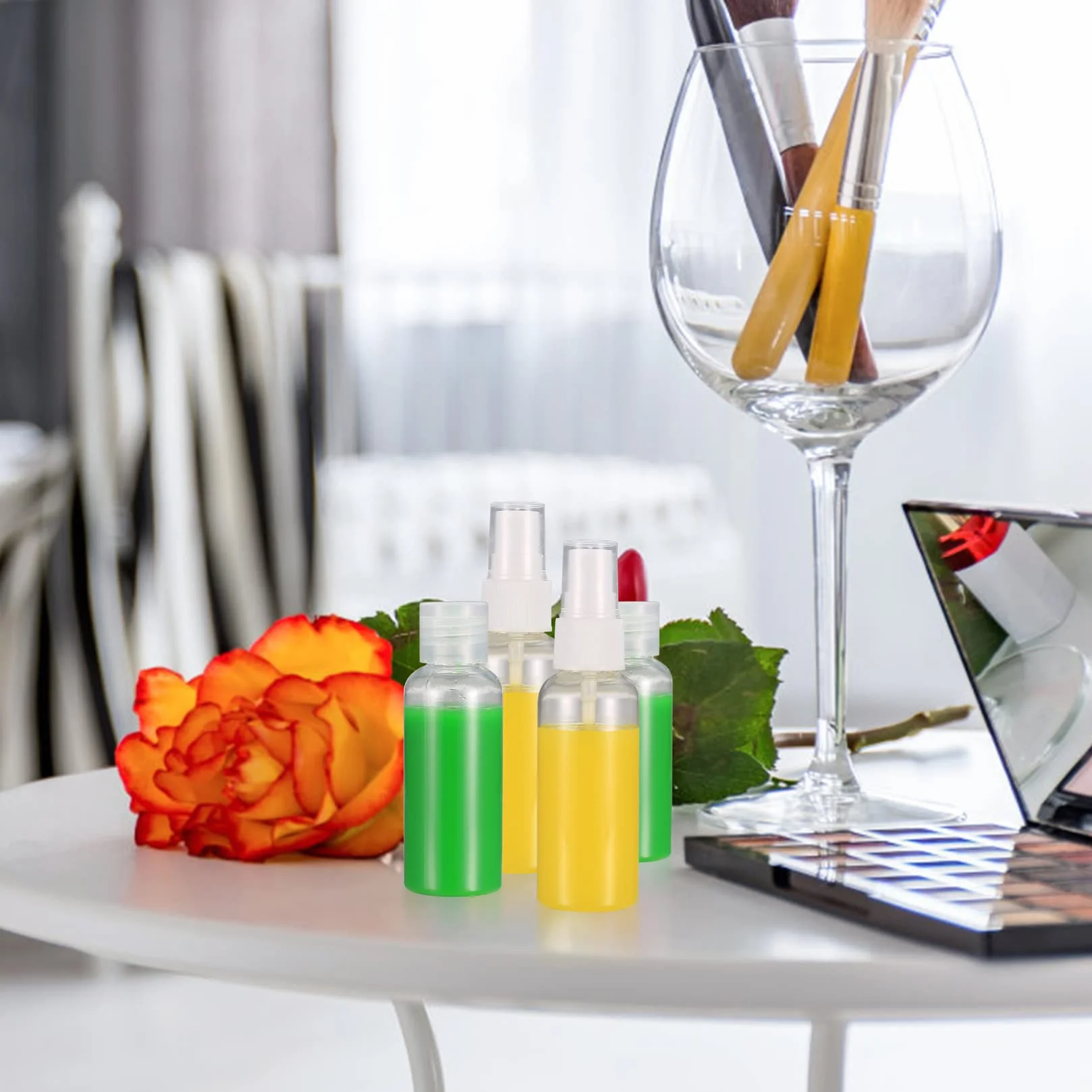 Botellas de Viaje 50 ML Plástico Recargable con Embudos y Boquillas para Cosmético Llenado