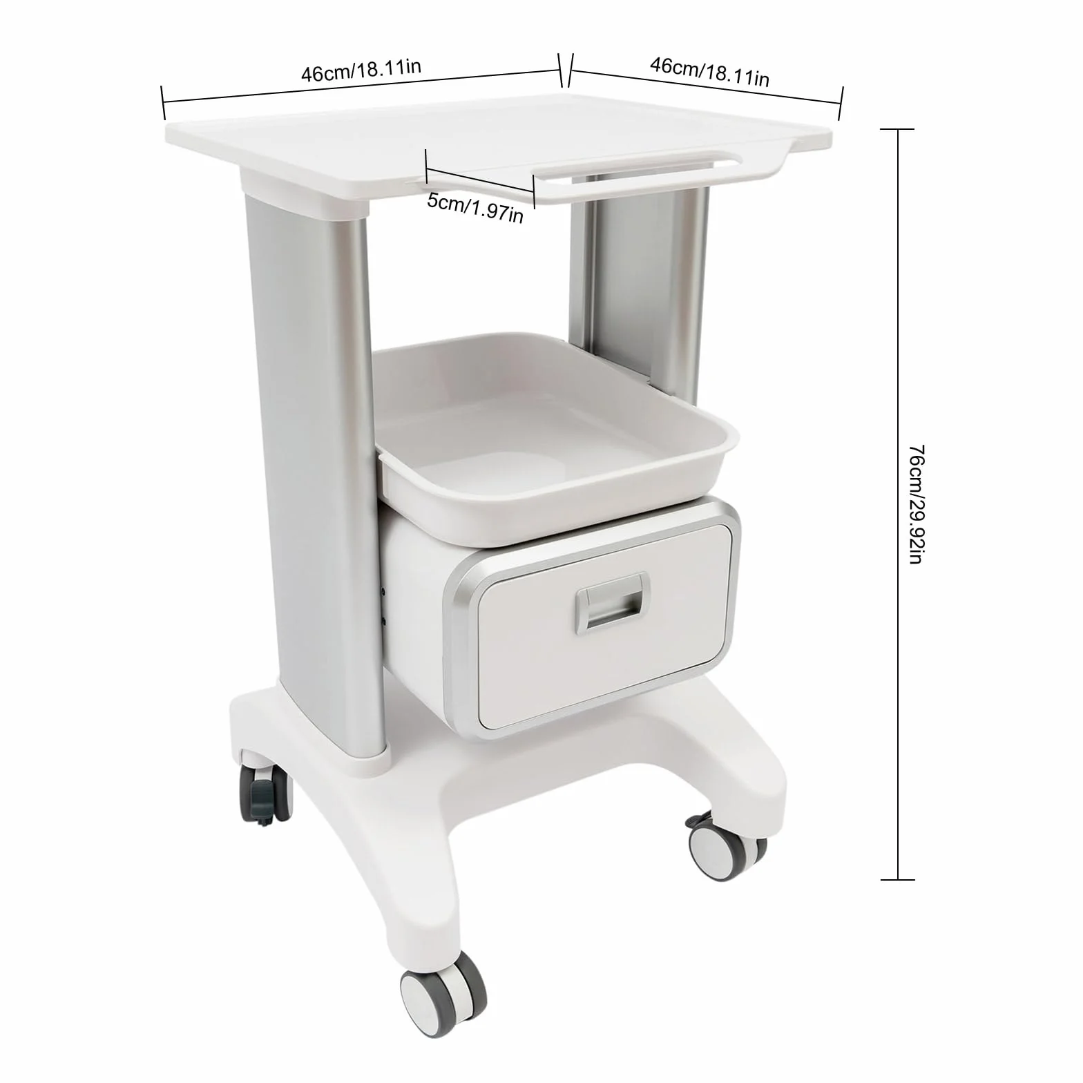 Carro médico con 1 cajón, carrito de laboratorio, 100 kg, carrito de peluquería, carrito de belleza, carrito médico, para laboratorio, clínica, hospital, salo