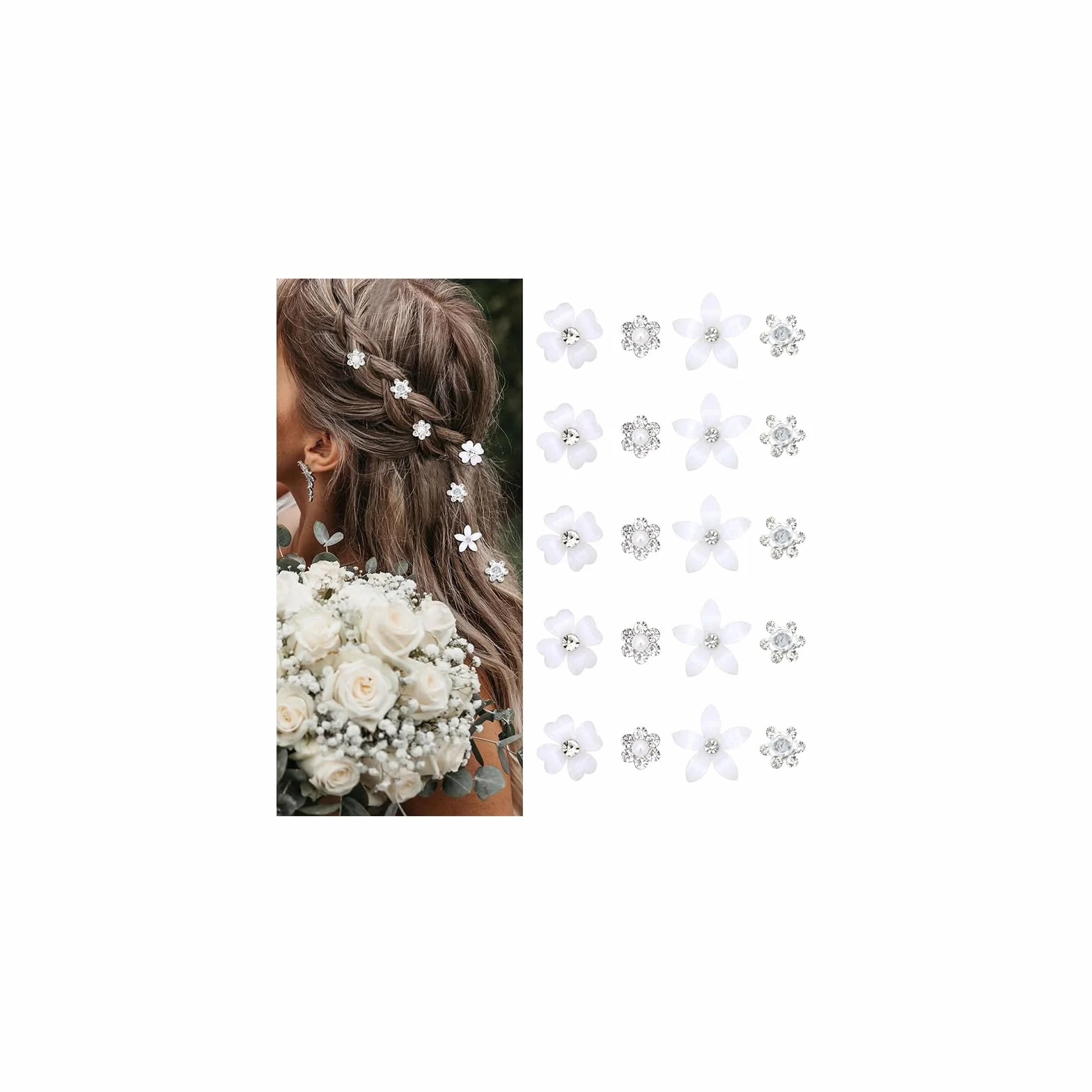 Horquillas para el pelo de flores pequeñas, accesorios para mujer y novia, bodas (4 patrones)