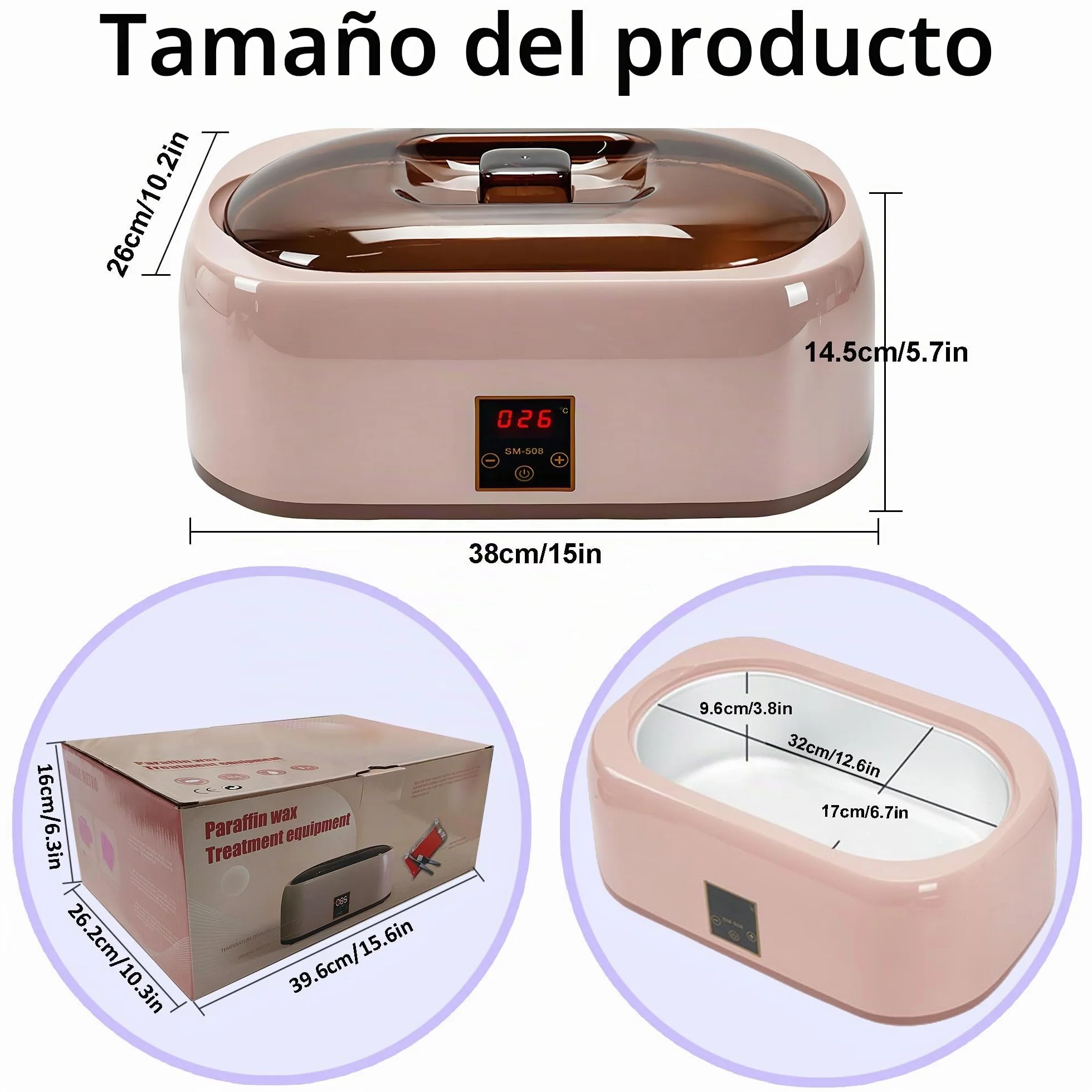 Baño de parafina – Cera de parafina versátil para manos y pies, incluye cera de parafina para baño de parafina, mejorada con tecnología LED de mano