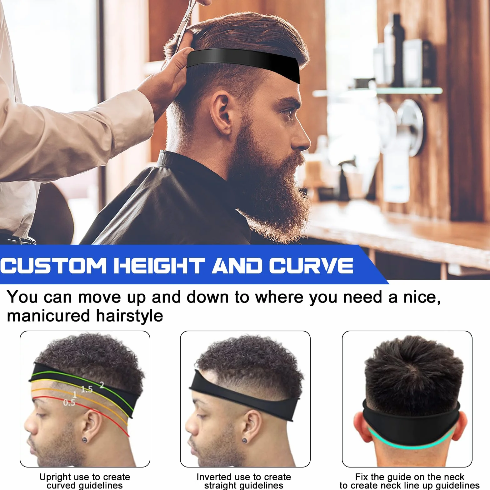 Plantilla de Corte de Pelo de Silicona Curvada, Banda Directrices para Cortar Cabello Casero, Accesorios de Peluqueria Profesional