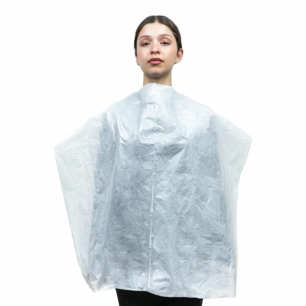 Areso Capas Desechables para Peluqueria 100 Unidades en Rollo, Capa de Plastico para Tinte de Pelo, Color Blanco