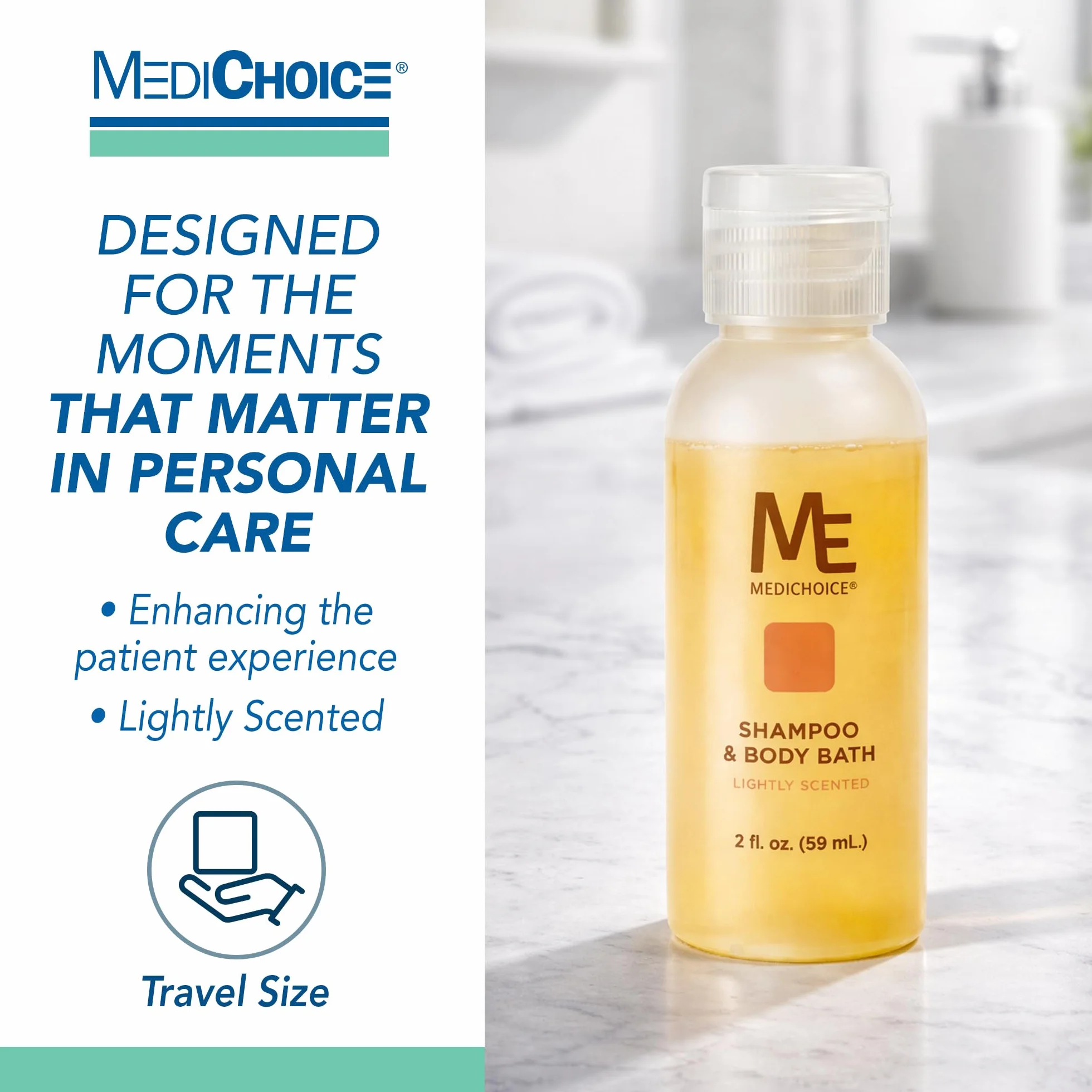 MediChoice Champú y baño corporal, con tapa abatible, 2 onzas (estuche de 144)