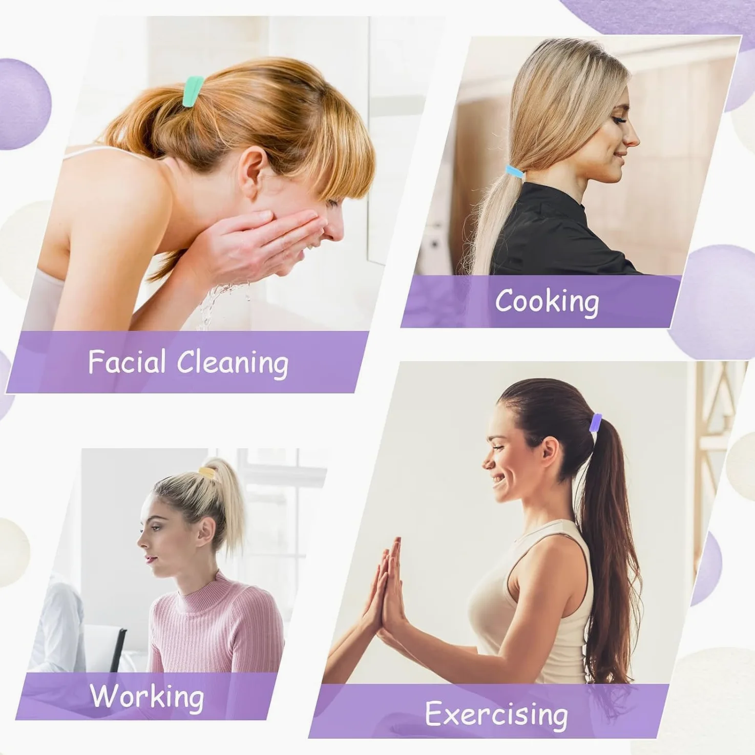 Cintas coloridas para el cabello para mujeres y niñas, 100 bandas de algodón sin costuras para cabello grueso y fino, soportes suaves para cola de caballo, sin arrugas, sin dañar el cabello elásticos