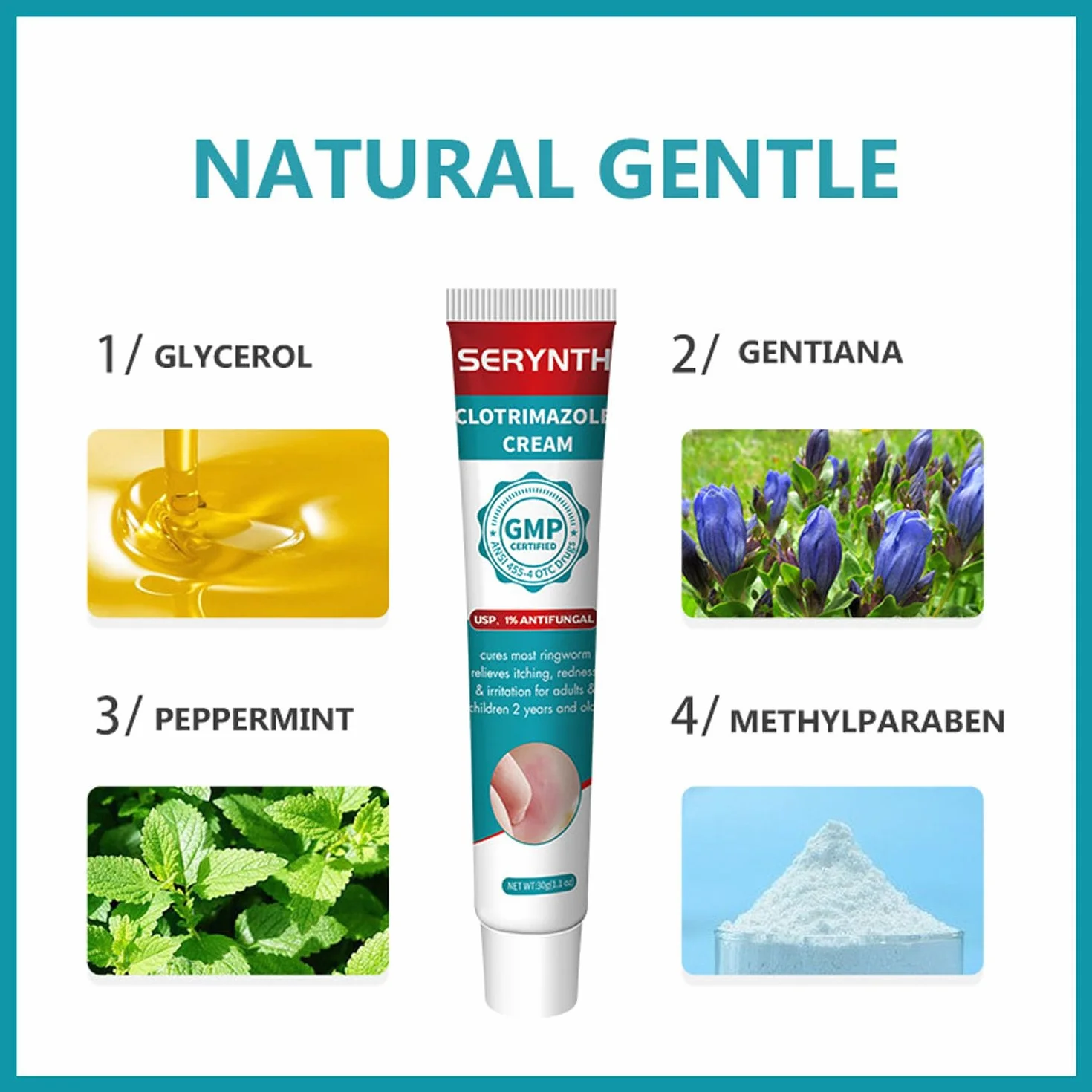Crema Antifúngica 30g para Aliviar Picazón, Eczema, Pie de Atleta - Tratamiento Eficaz