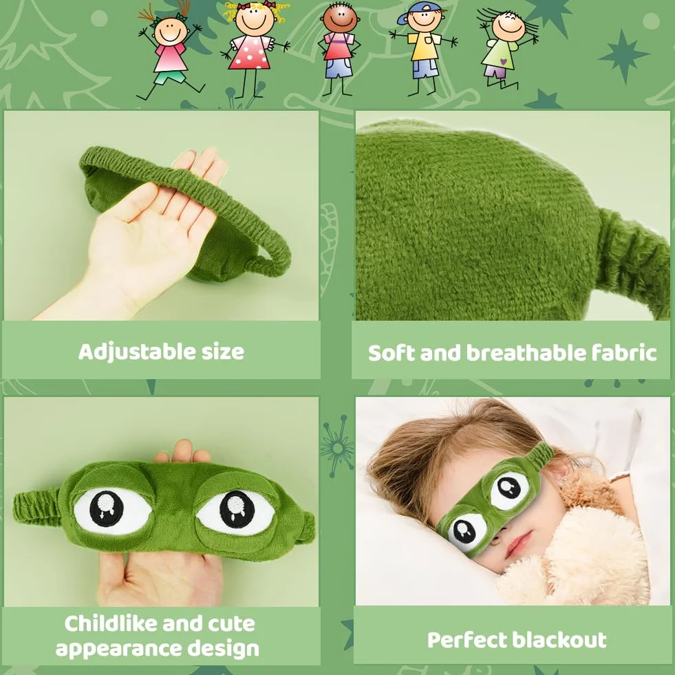ACWOO Antifaz de Rana 3D para Dormir, Máscara Ocular de Pelusa, Viaje para Niños Hombres Mujeres