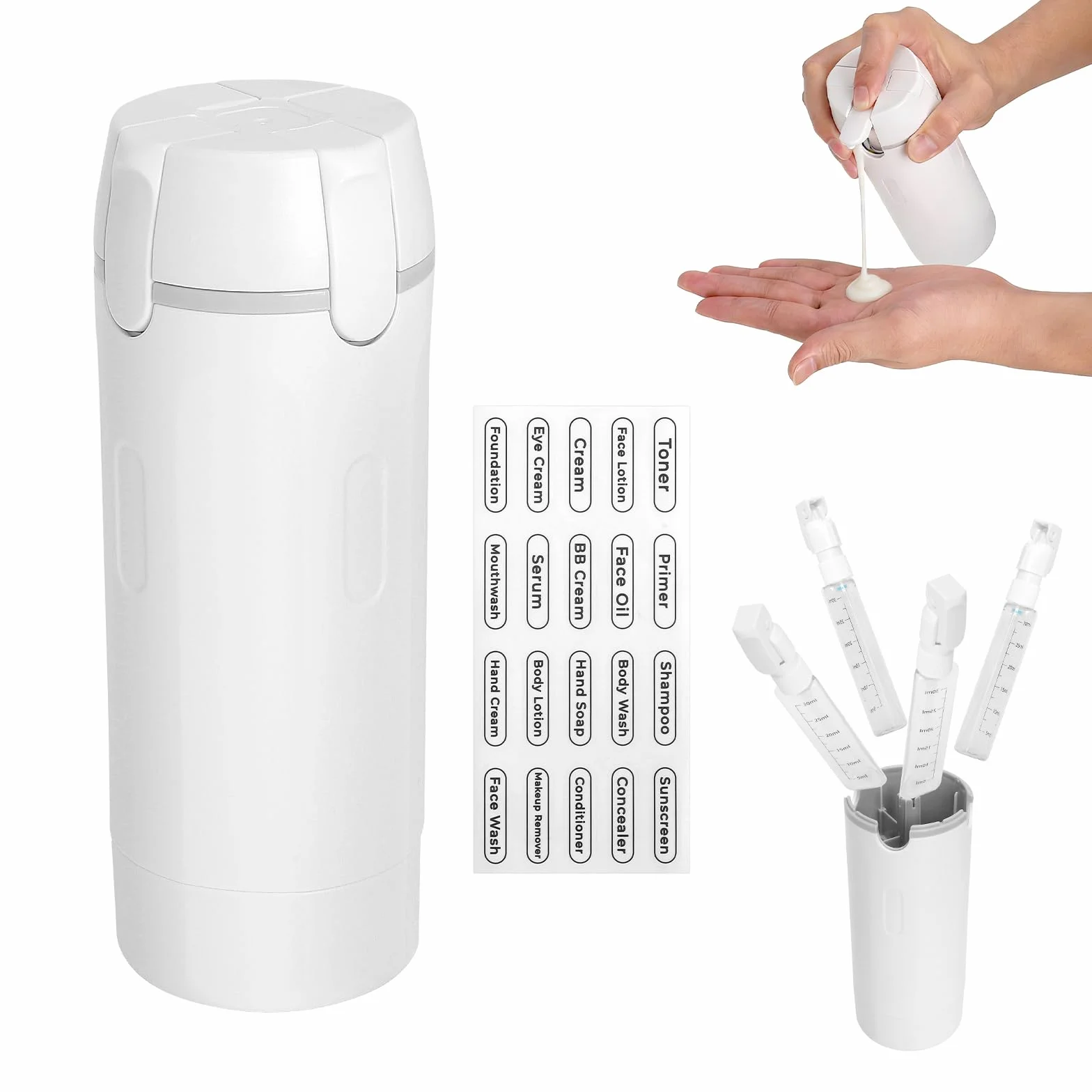 Dispensador de Viaje 4 en 1 30ml Botellas Rellenables a Prueba de Fugas con Etiquetas