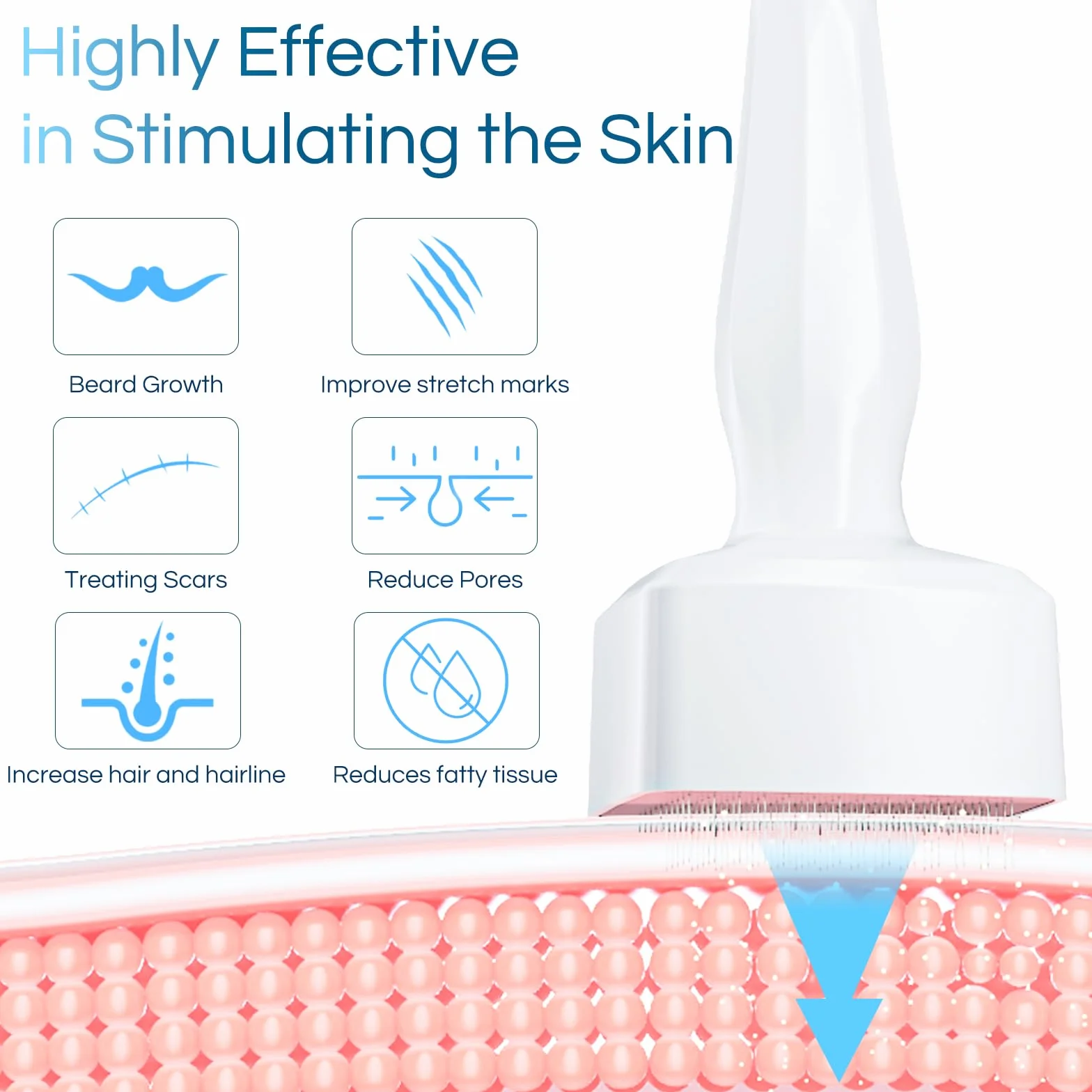 Derma Stamp 0 a 3mm Ajustable para Crecimiento del Cabello y Barba, Microneedling Profesional