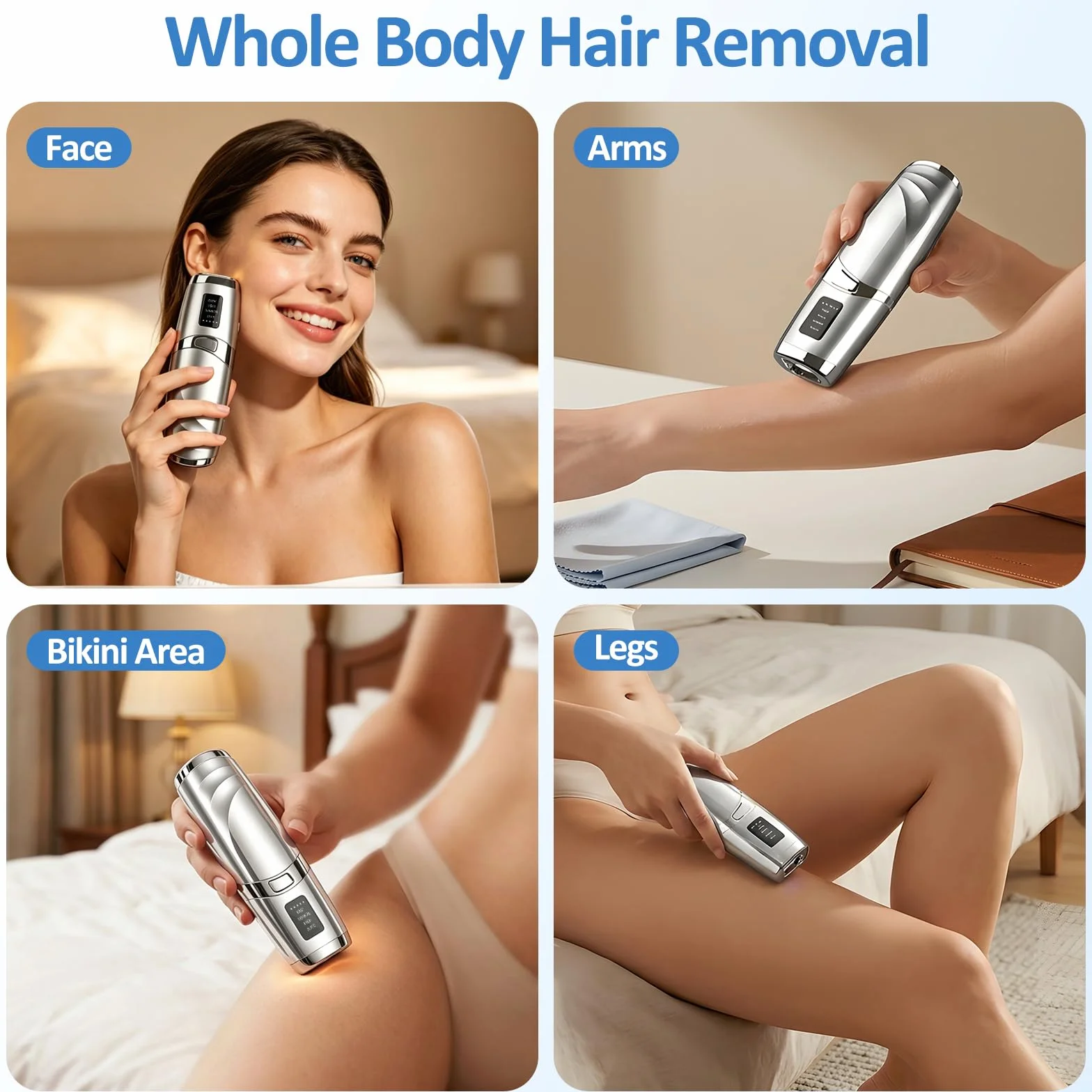 Depiladora Laser Luz Pulsada 530-1200 NM para Mujer y Hombre Cuerpo Rostro Bikini