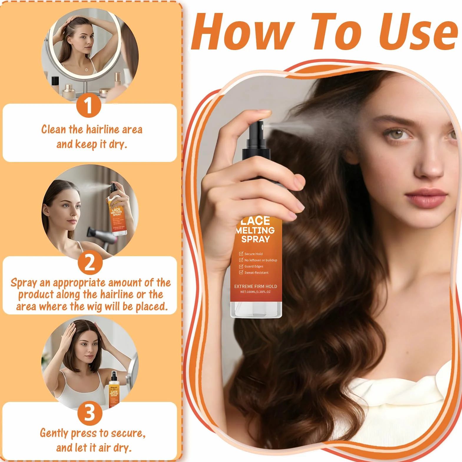 Wig Glue Kit Removedor de Extensiones Adhesivas con Cepillo Aplicador y Cinta
