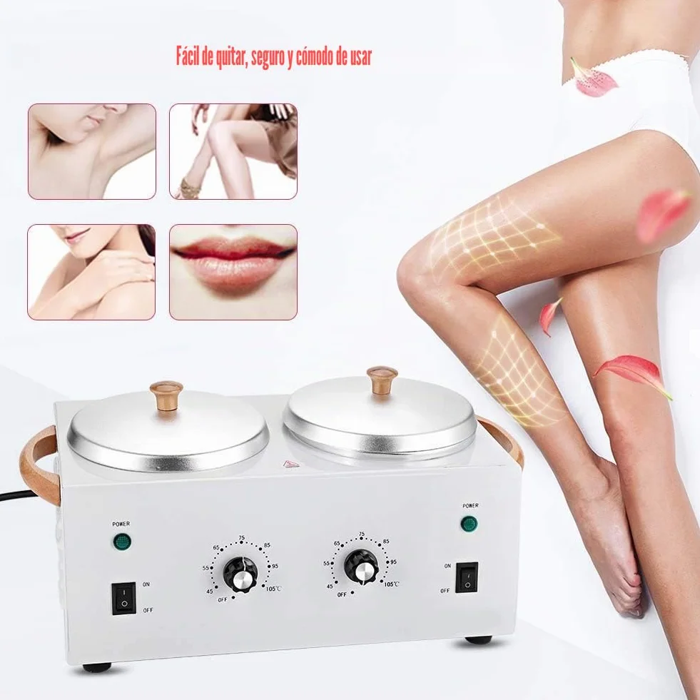 Calentador de Cera Eléctrico Caliente, Máquina de Fusión de Cera, Calentador de Cera de Parafina Caliente Calentador de Cera Depilatoria de Doble Olla Para Salón Depilación para Cera de Belleza