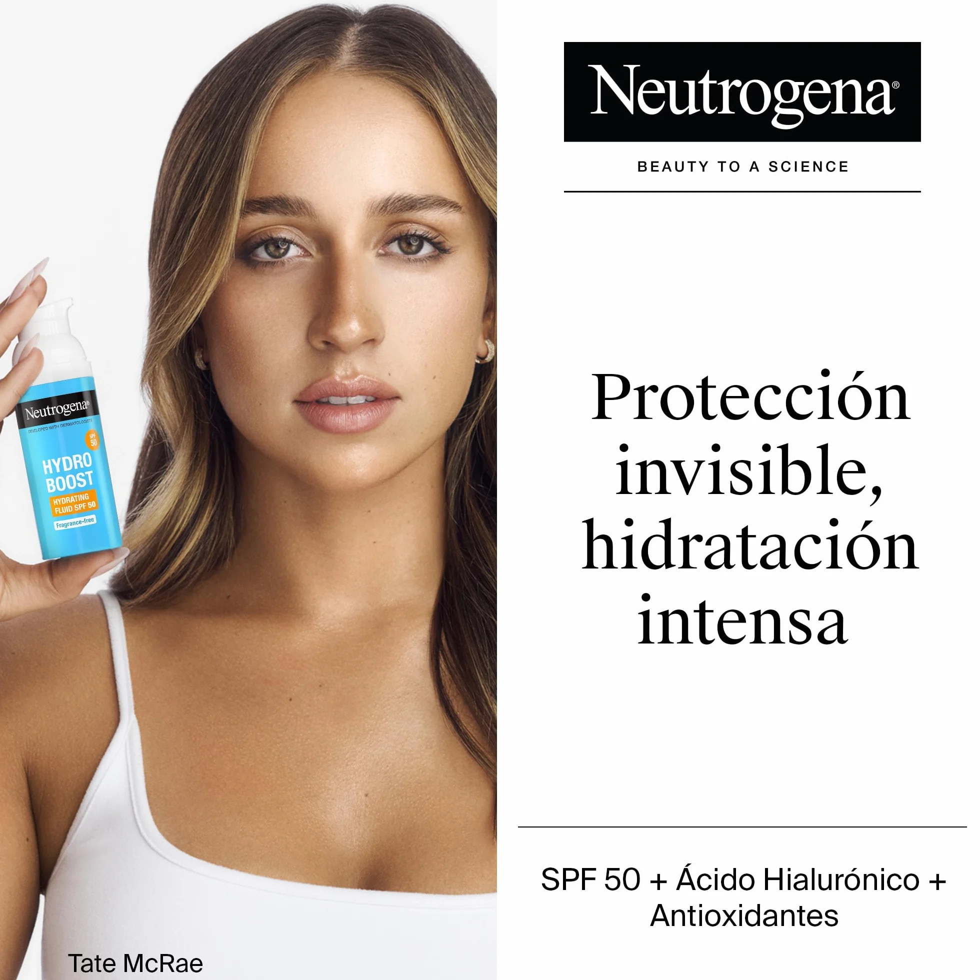 Neutrogena Hydro Boost Fluido Hidratante SPF 50 50 ml Crema Solar con Ácido Hialurónico y Niacinamida