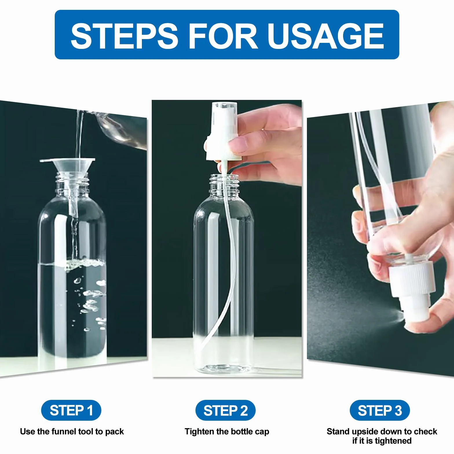 Redamancy 4 Piezas Bote Spray Pulverizador 100ml Transparente Pequeño Portátil Rellenable para Viajes Aceites Esenciales