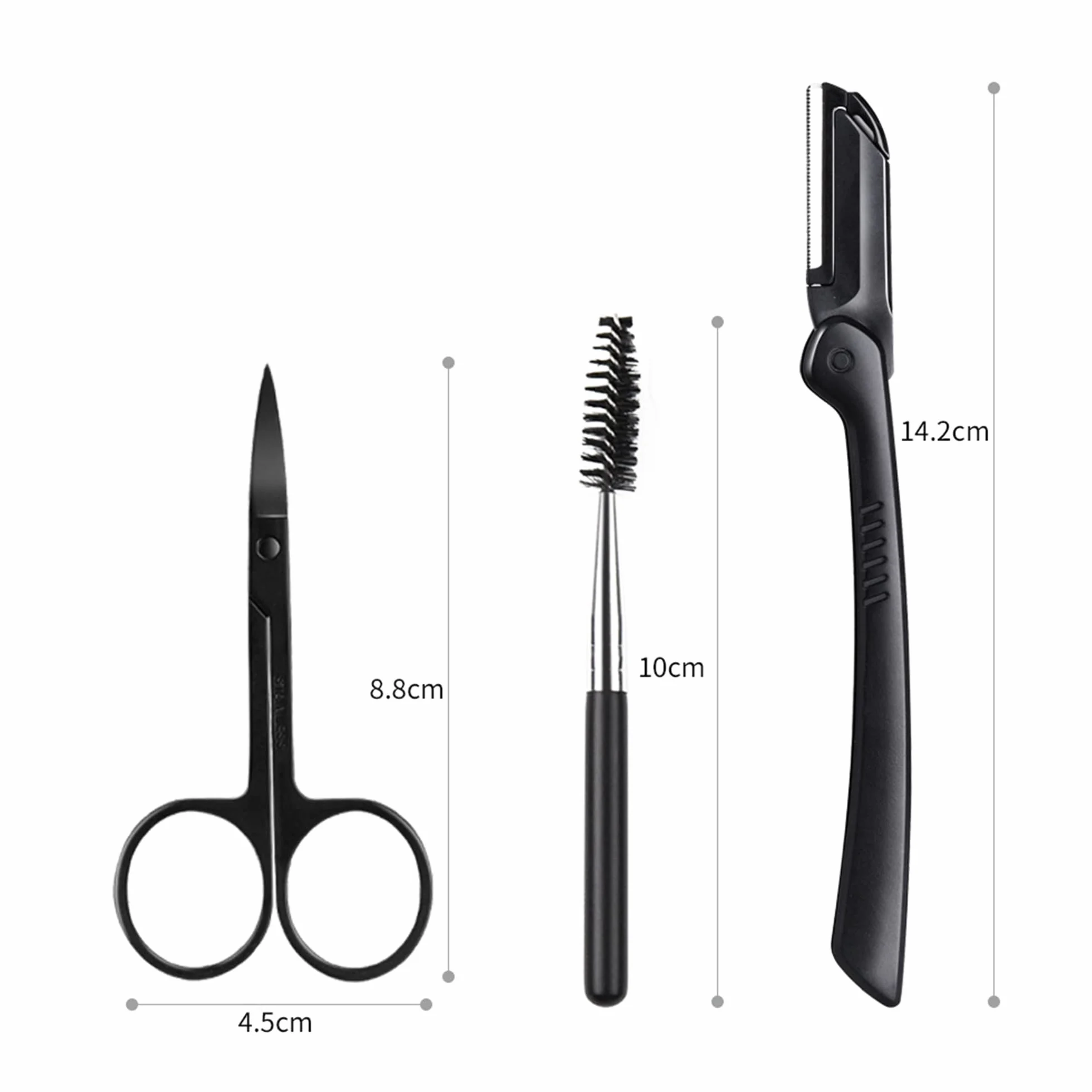 Juego de 6 Piezas Recortar Cejas Pinzas Tijeras Maquinilla Afeitar Cepillo Acero Inoxidable