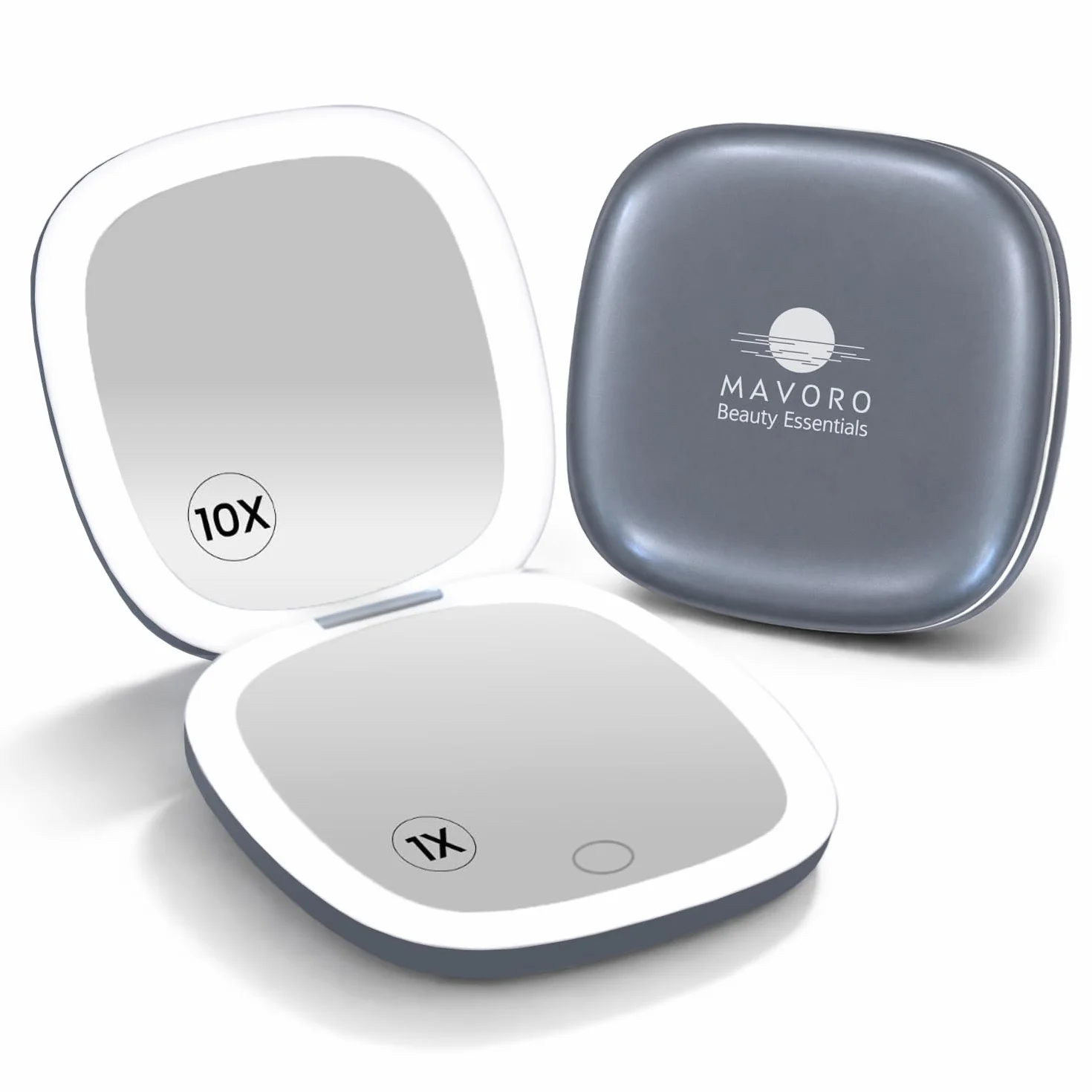 Mavoro Espejo de Maquillaje con Luz LED Recargable 1x/10x Plegable USB Gris Grafito