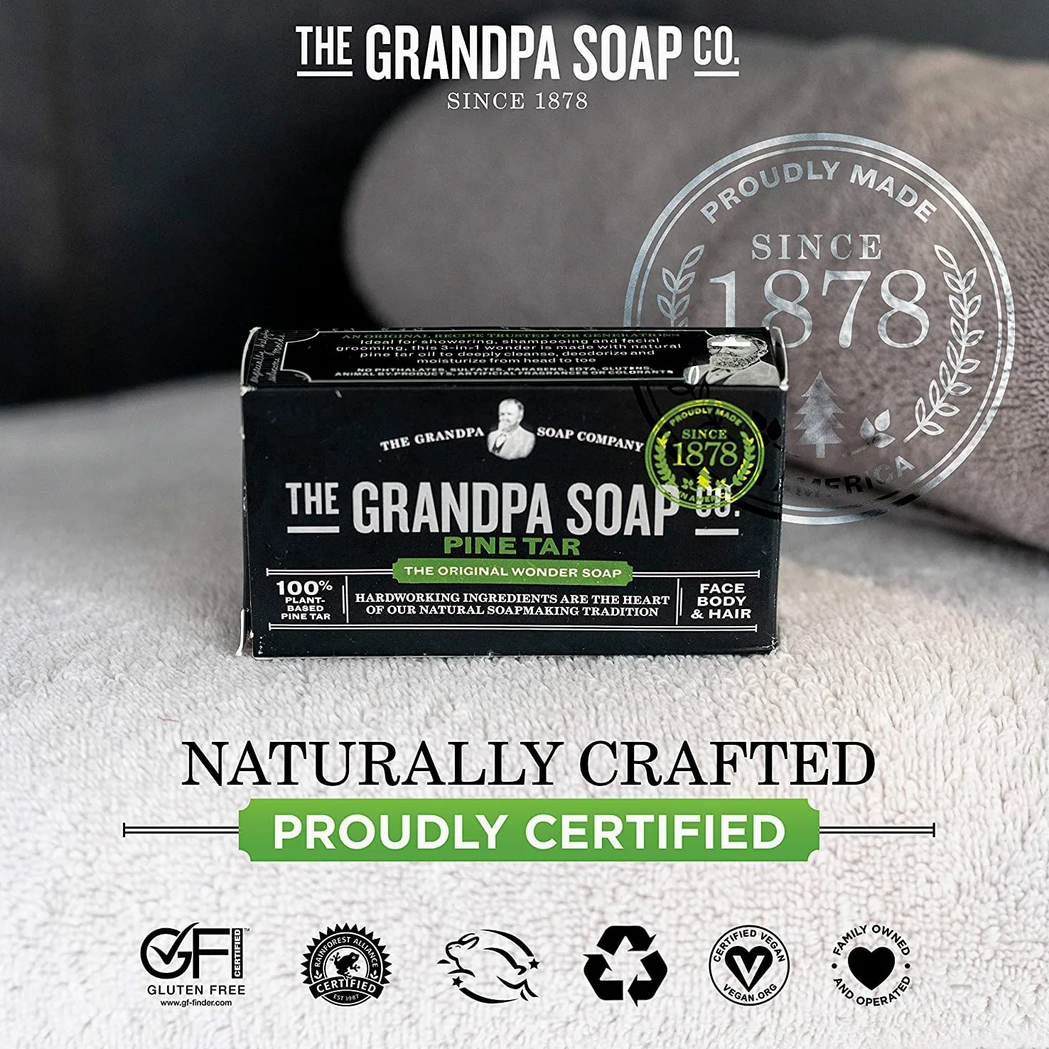 Grandpa's Pine Tar Soap - Jabón de brea de pino (aprox. 120 g, lote de 2)(aprox. 240 ml)