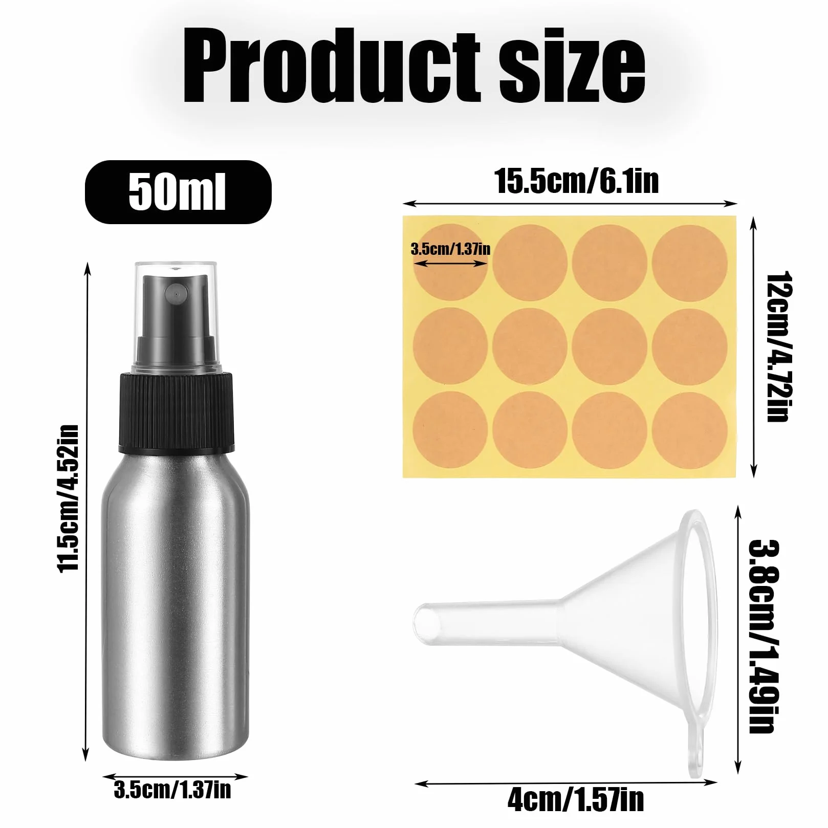 Bote Spray Pulverizador 50 ml Atomizador Botella de Aluminio Vacío Rellenable con Bomba para Aceites Esenciales Cosméticos