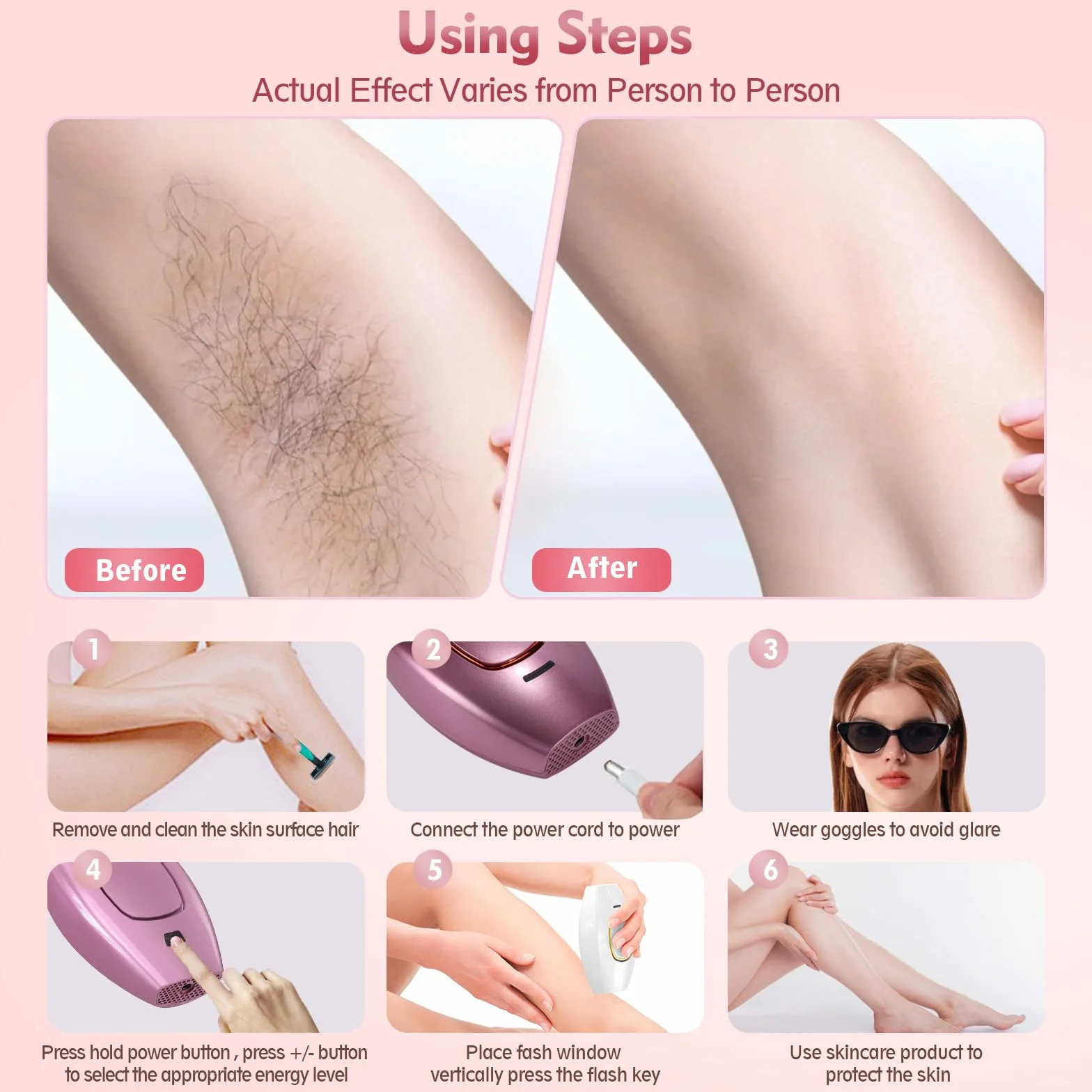 Depiladora Laser IPL 999,999 Flashes Luz Pulsada 5 Niveles de Energía para Mujer Hombre Cara Brazos Piernas