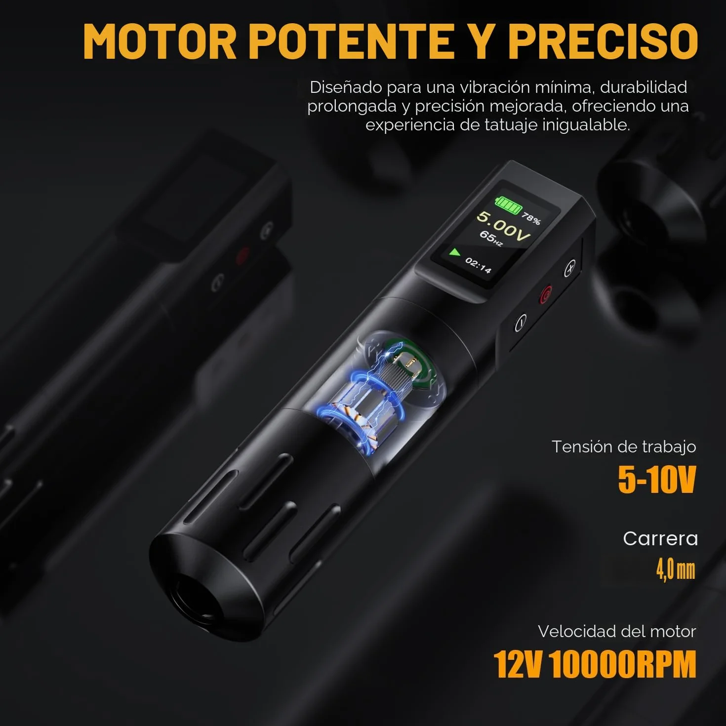 Máquina de Rotativa Inalámbrica con Pantalla LCD y Batería 1600mAh, Conexión RCA, 10 Tintas 20 Agujas para Principiantes y Artistas Kit Completo Profesional TATELF