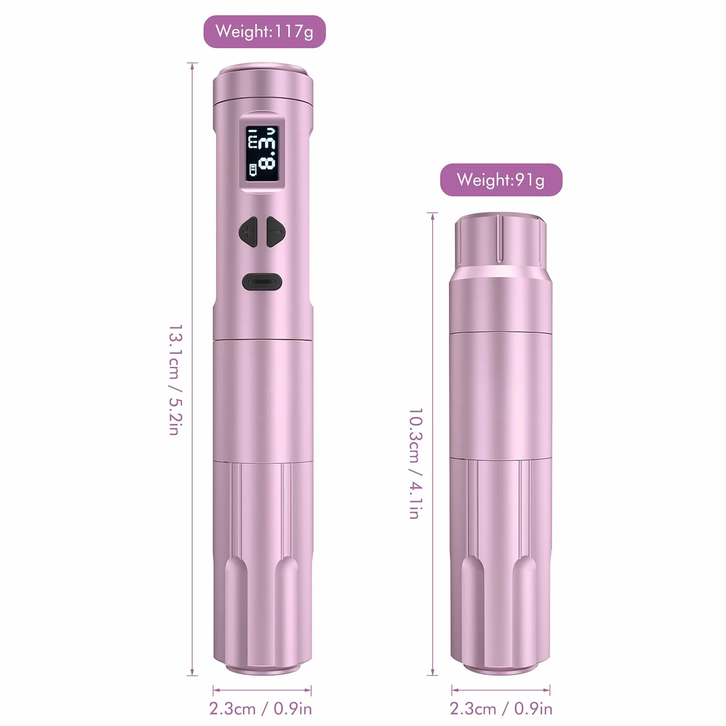 TATELF Kit de máquina de maquillaje semipermanent de Inalambrica con 2 Batería de Alimentación 10 cartuchos agujas para principiantes (Rosa)