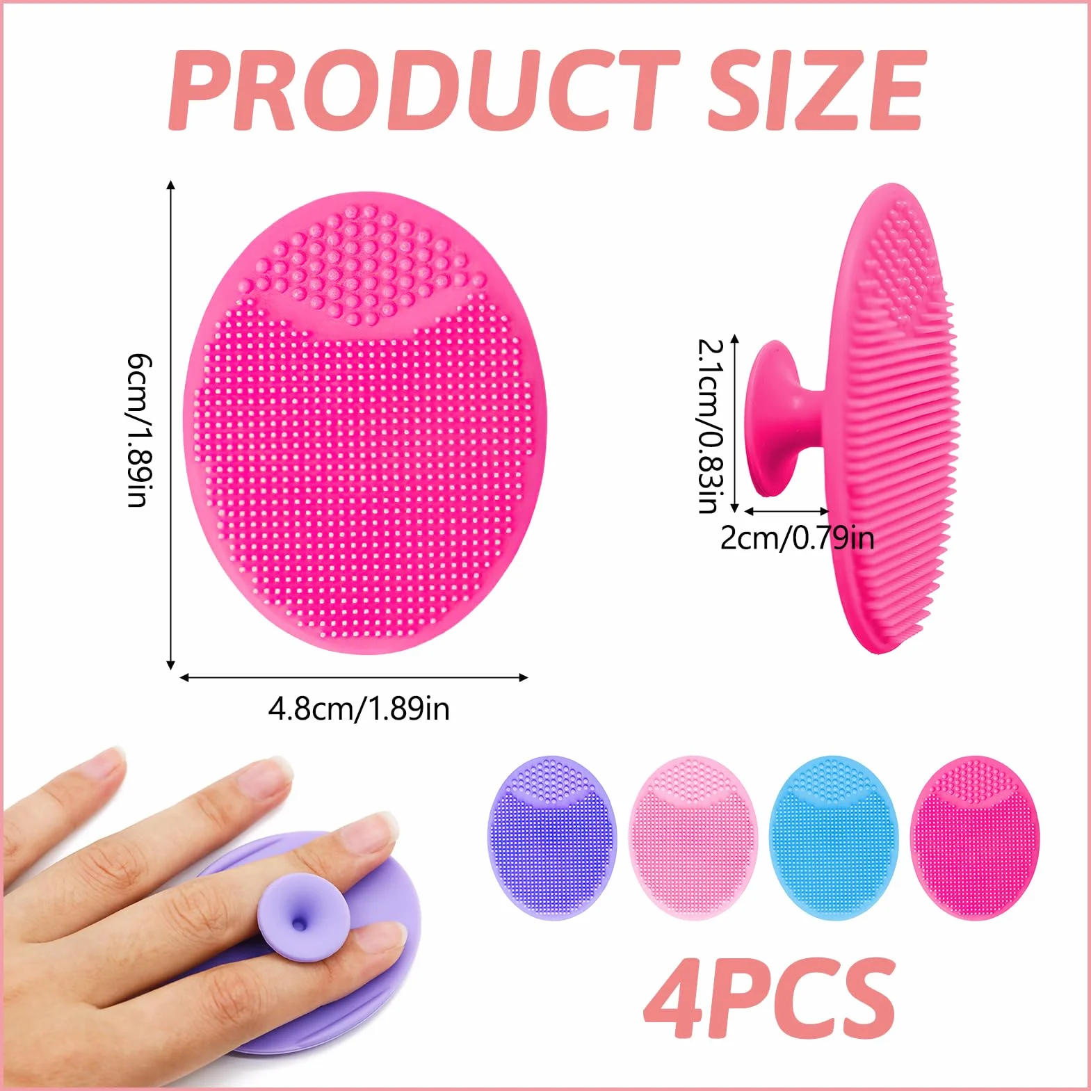 Set de 4 Cepillos de Limpieza Facial de Silicona para Exfoliación y Masaje