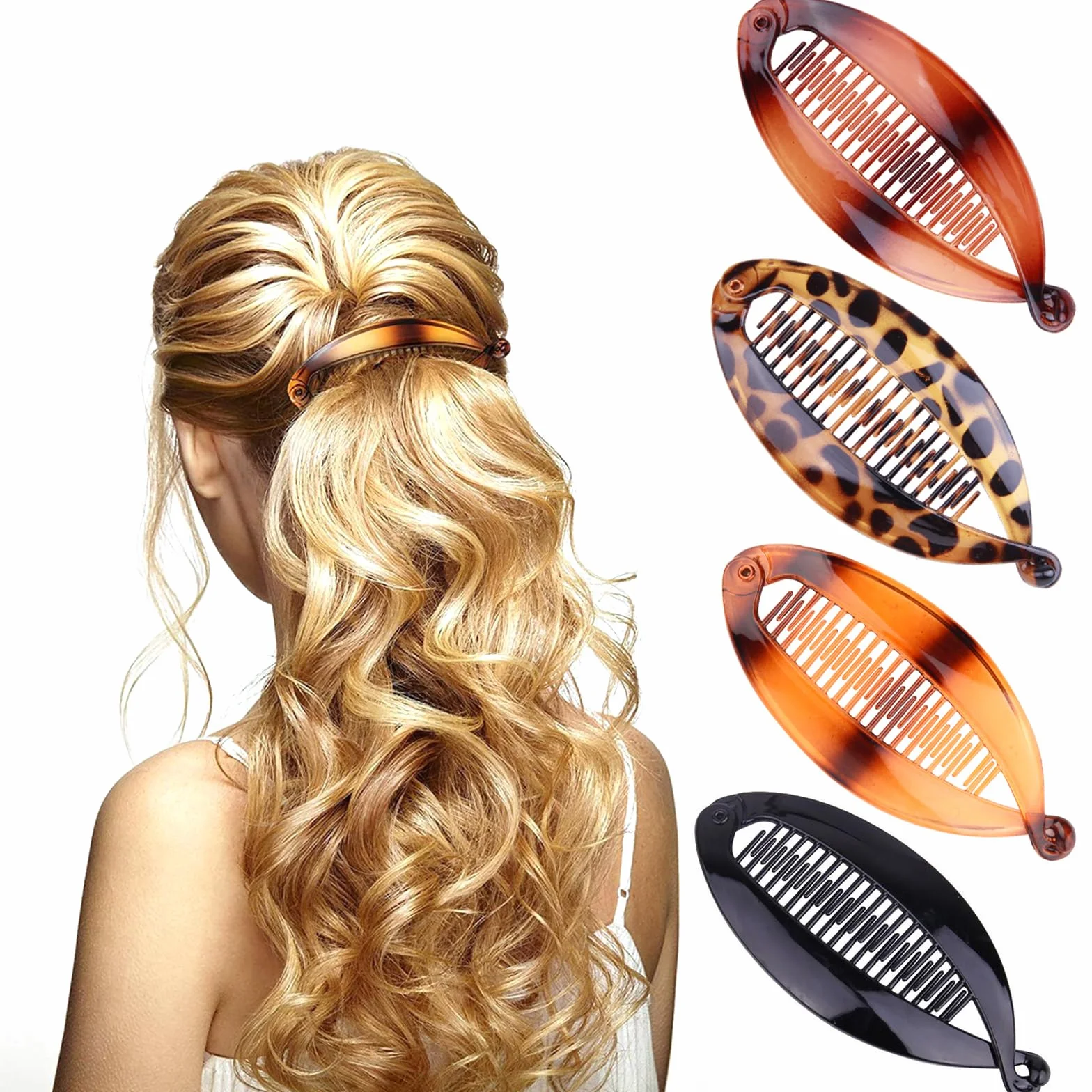 Banana Clip, 4 pinzas para el cabello, peines grandes vintage de plátano