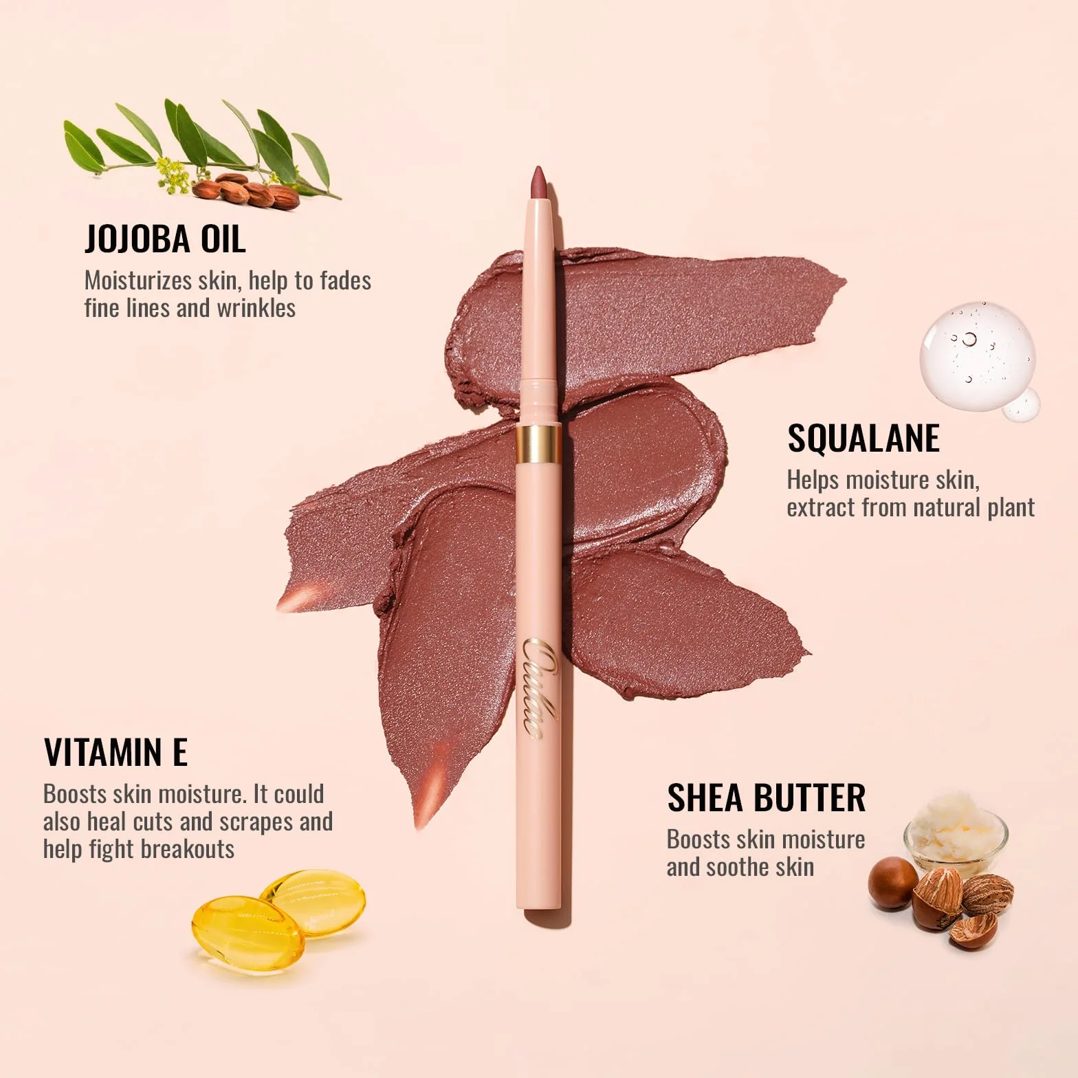 OULAC Lip Liner Dusty Rose Waterproof 24H Longwear Matte Vegan (L01)