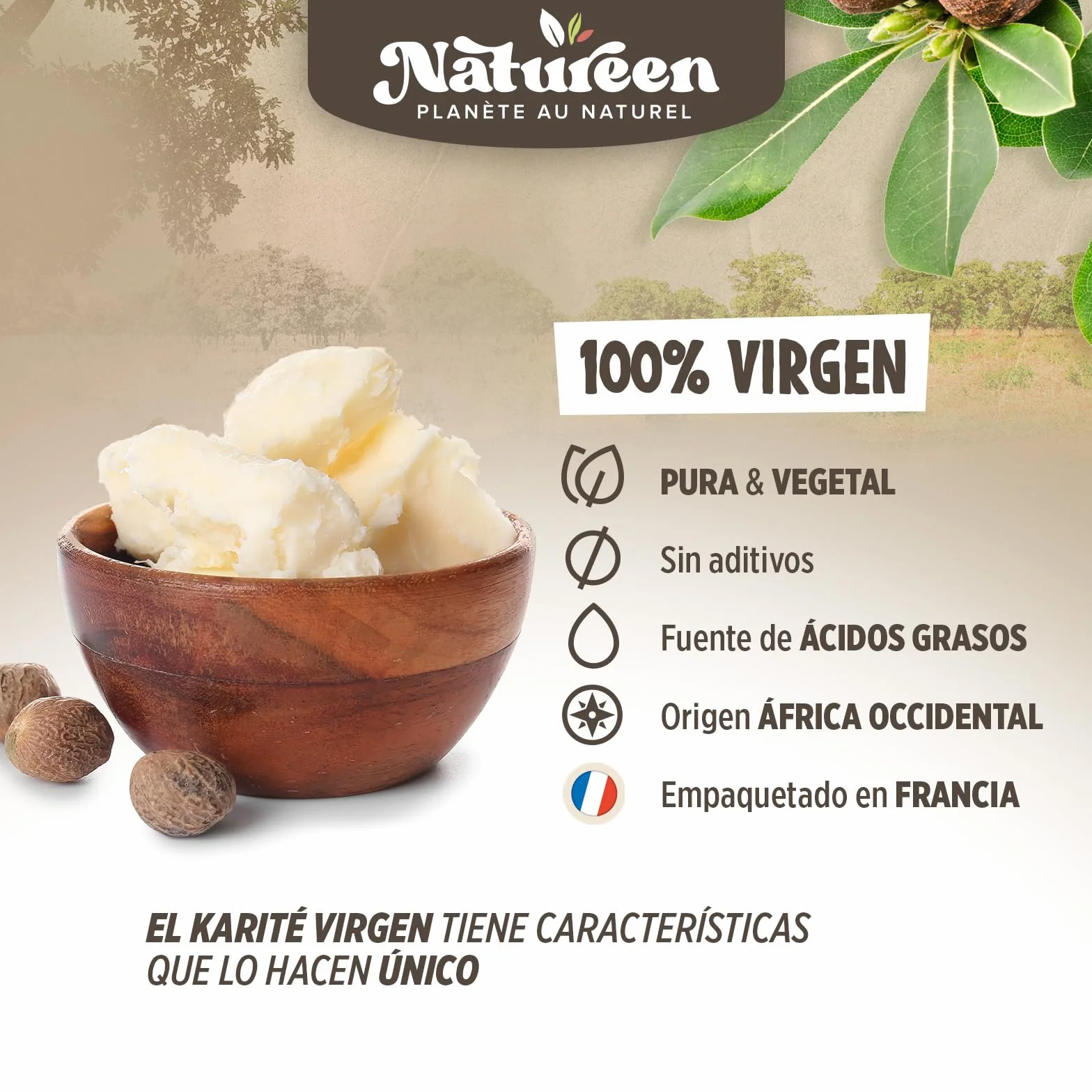 Manteca de Karité Ecológica 400 g - 100% Vegetal - Sin Refinar