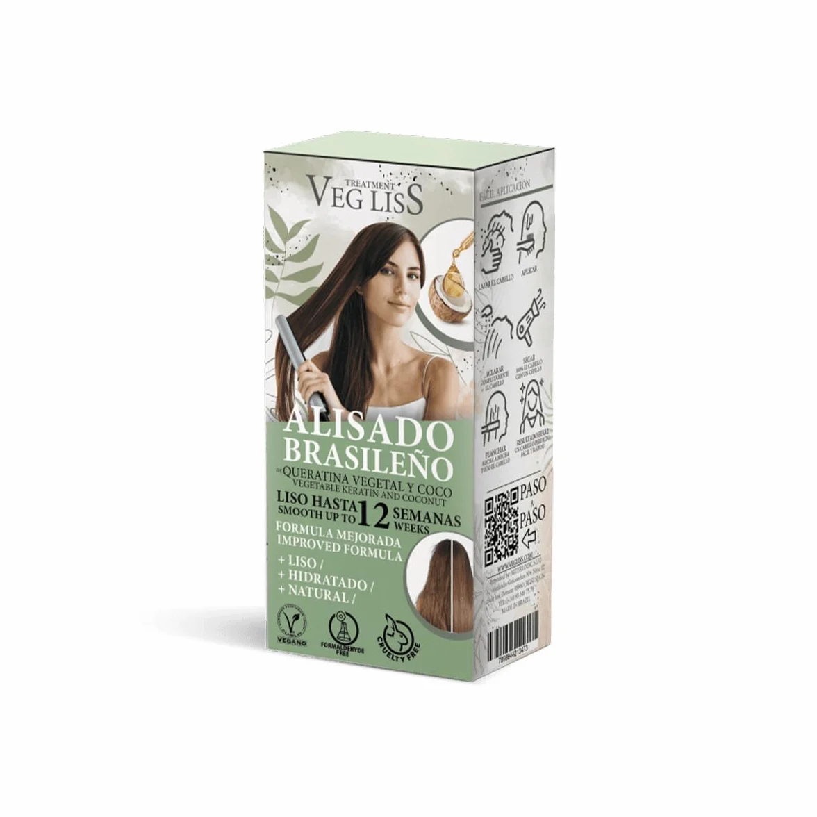 VEGLISS Kit Alisado Brasileño con Queratina Vegetal - Champú 30ml + Tratamiento 120ml - Anti Frizz - Liso 12 Semanas
