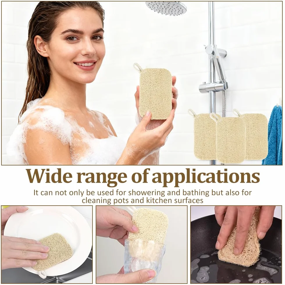 Esponja de lufa natural exfoliante corporal 3 unidades ecológica biodegradable para ducha y cuidado corporal