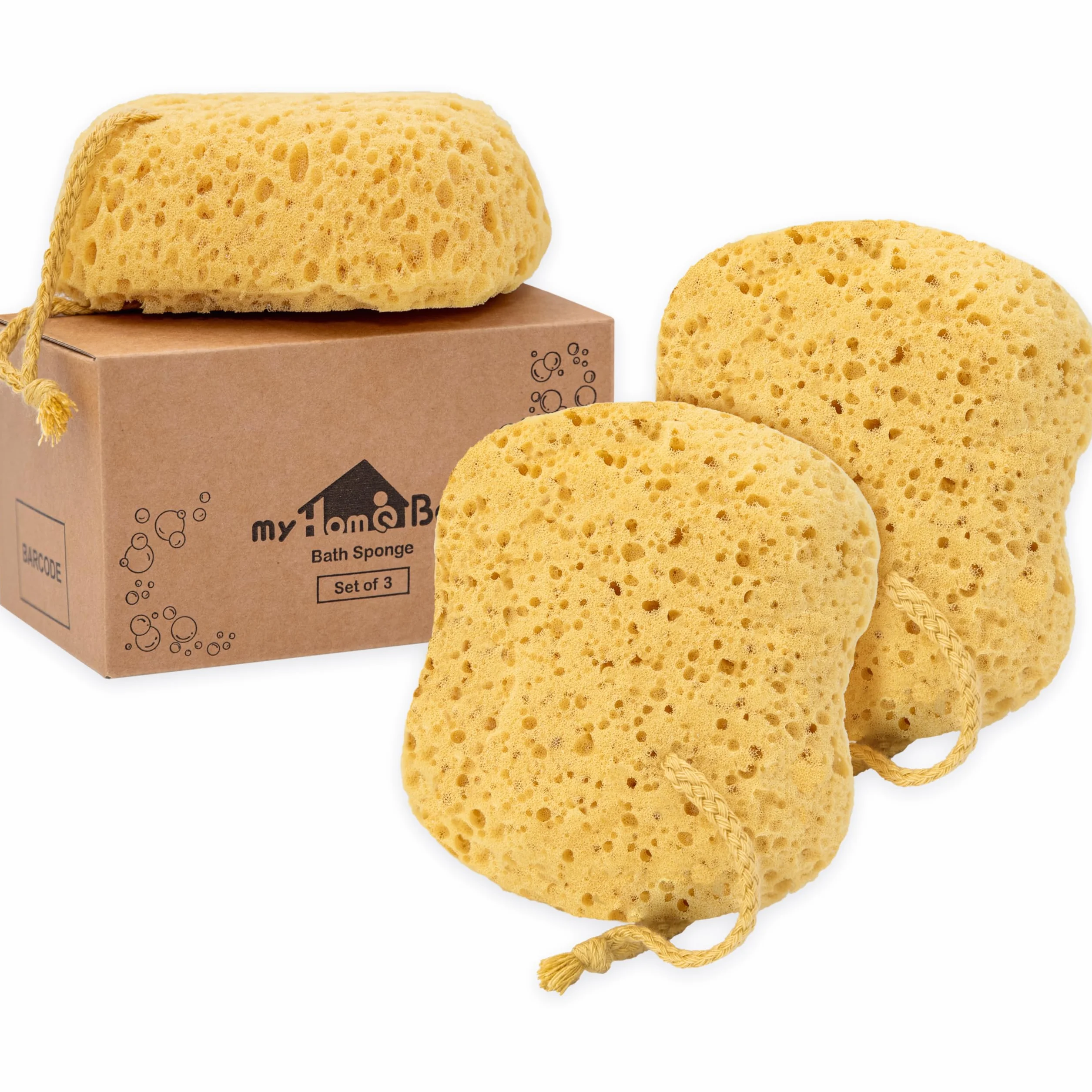 myHomeBody Esponja de baño lufa espuma grande curva paquete de 3