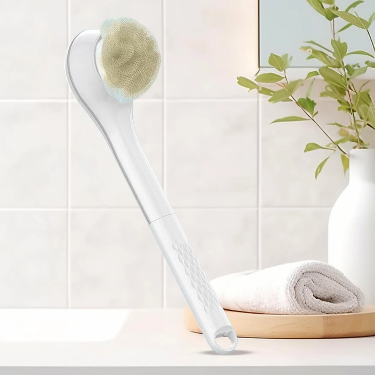 Cepillo Exfoliante De Espalda Eléctrico 6 Cabezales Reemplazables, Limpieza | Mango Largo Exfoliante De Ducha para Mujeres Hombres Brazos Hombros Piernas Pies el Hogar y