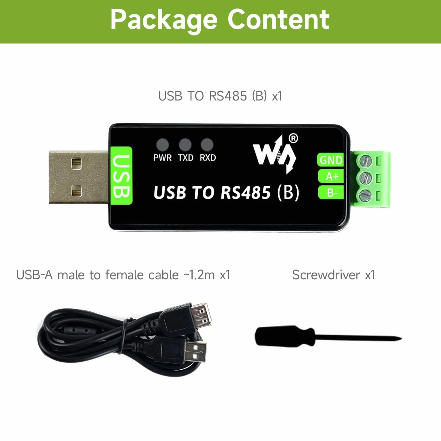 Waveshare Industrial USB to RS485 Bidirectional Converter CH343G SP485EEN ESD TVS Protection Mac Linux Android WinCE Win11/10/8.1/8/7/XP
