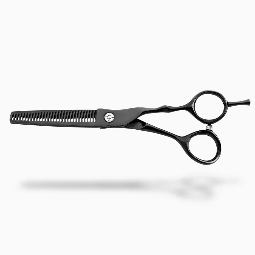 Kiepe 2814T30 Monster Cut Tijera profesional de entresacar 6 pulgadas con 30 dientes – Tijera negra de titanio con filo Convex Razor para control del volumen, Made in Italy