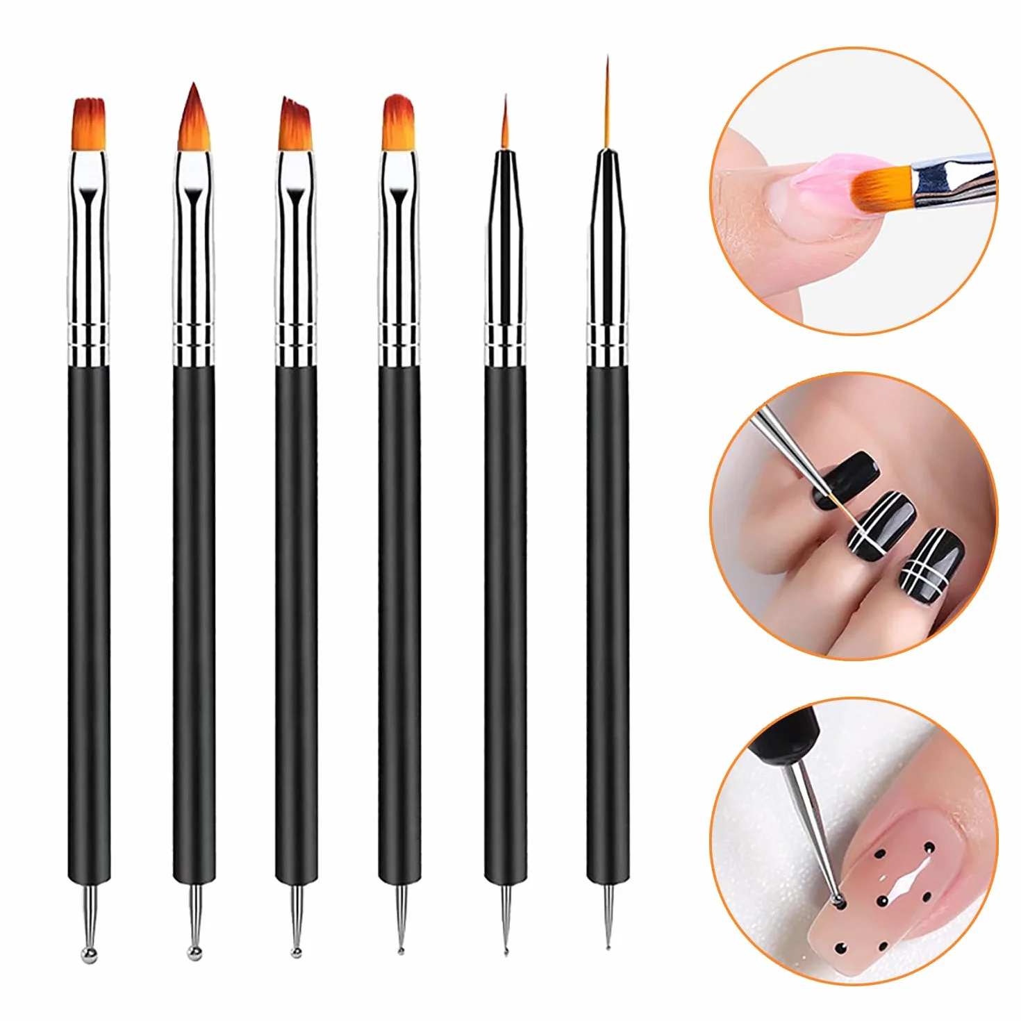 Plumas de Arte de Uñas, Herramientas de Doble Punta, Nail Dotting Manicure Tools para Diseño de Uñas en Gel