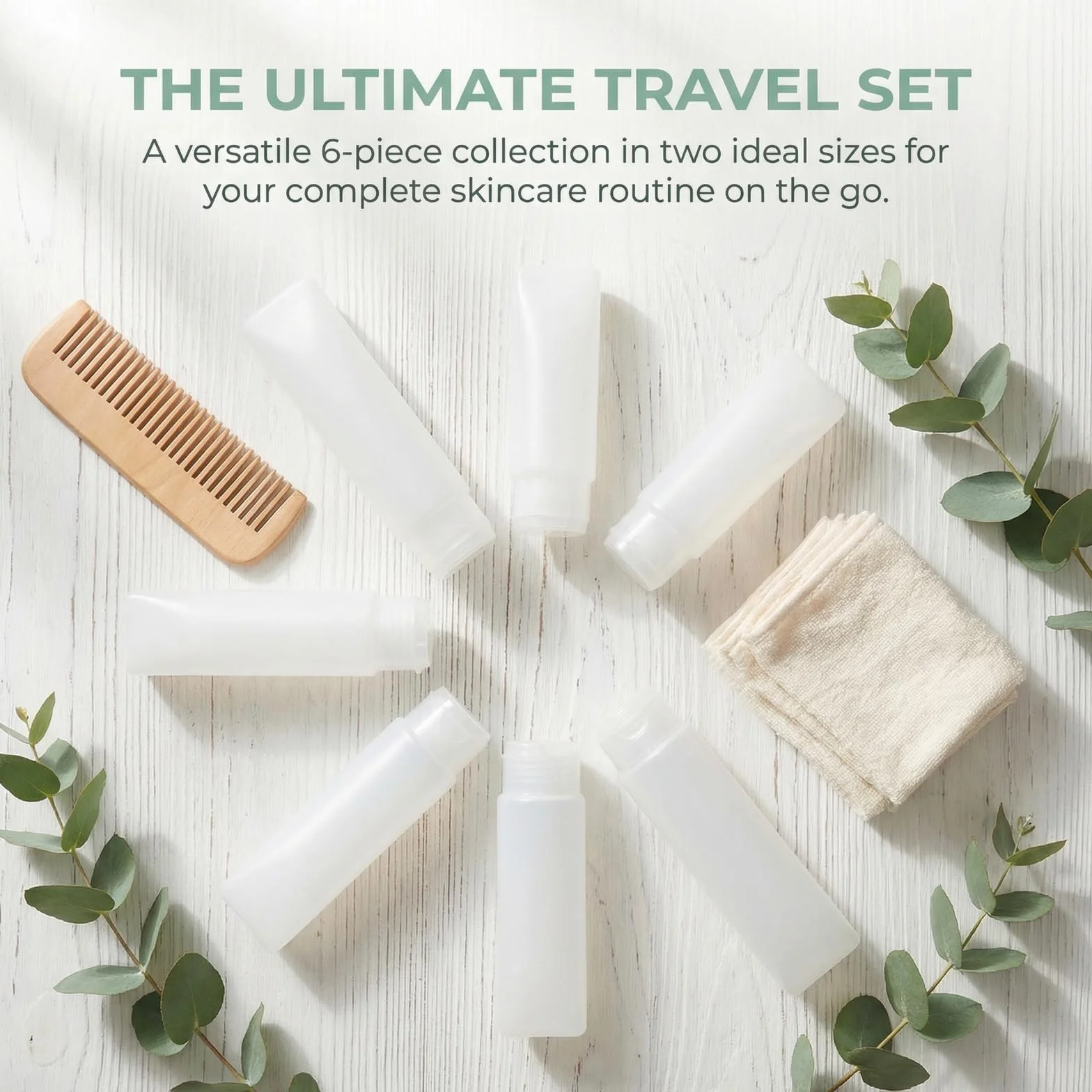 Juego de 6 Botellas de Viaje Antifugas, Frascos de Plástico Rellenables 30ml 50ml, Botes para Champú y Cosméticos
