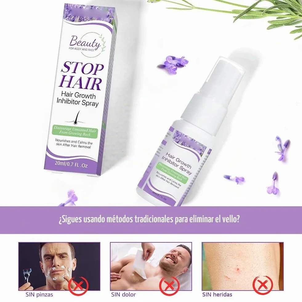 Spray Depilatorio Inhibidor del Crecimiento del Cabello, 20 ml