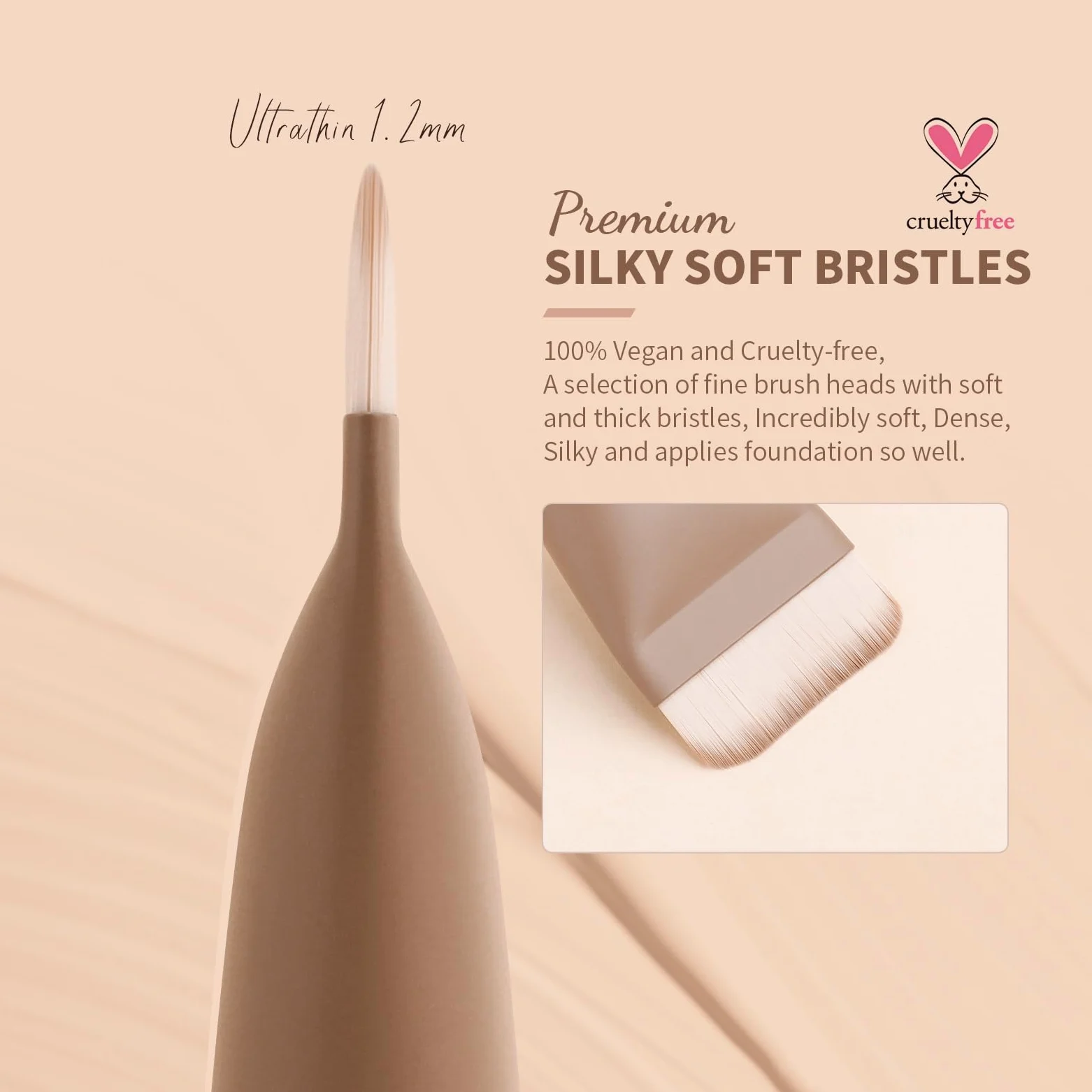 Docolor Brocha Plana para Maquillaje Líquido, Brocha Ultrafina Facial Profesional Premium para Base Líquida y Cremas, Herramienta de Korean Maquillaje Facial Delgada con Diseño Plano, Color Caqui