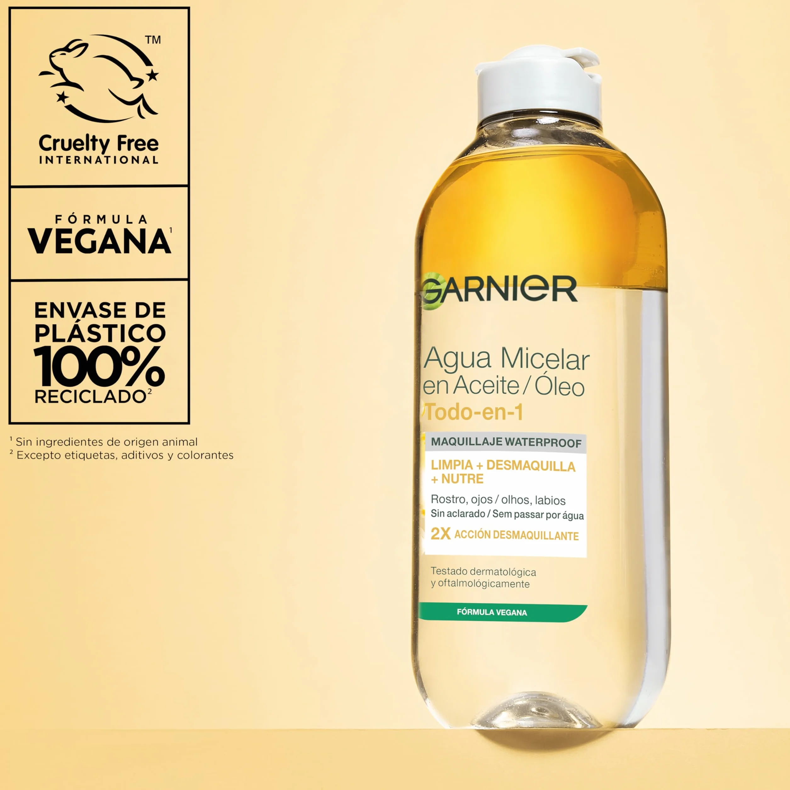 GARNIER Skin Active Agua Micelar Piel Grasa Aceite Waterproof 400 ml