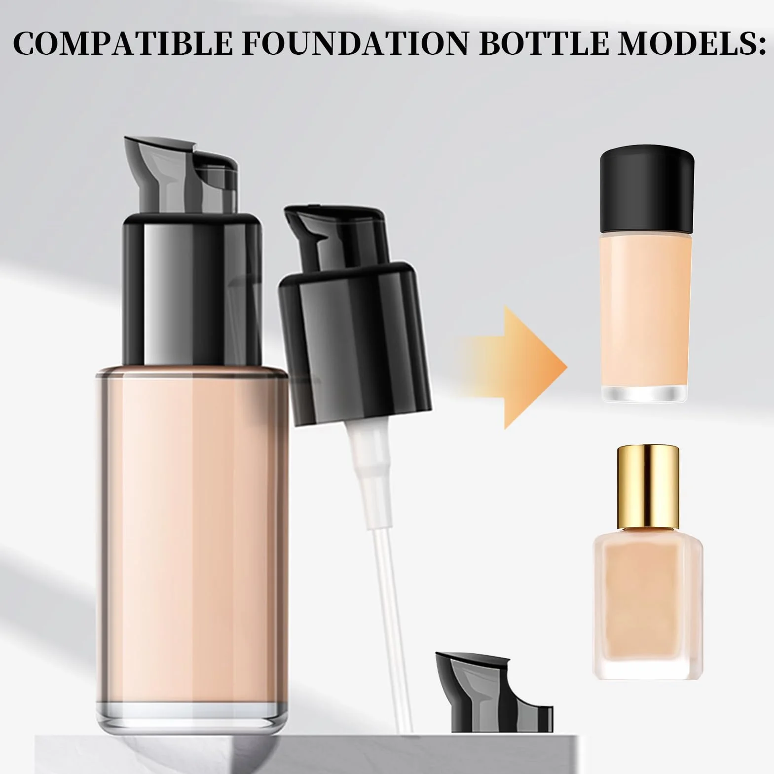 Bombas de Repuesto para Base de Maquillaje MAC y Estée Lauder, Dosificador de Plástico con Tubo y Tapa