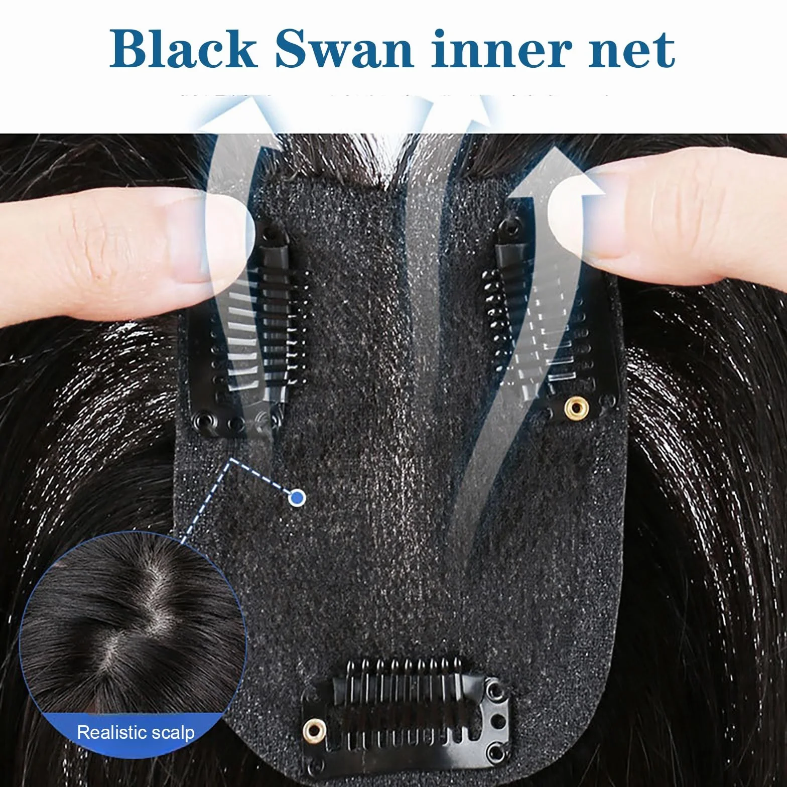Toppers De Cabello for Mujeres Tupé De Cabello Humano Real for Cabello Fino Extensiones De Cabello Con Clip De 4" X 5" Postizo Atado A Mano Pelucas Con Cobertura 3D for Cubrir Canas(Black,25cm)