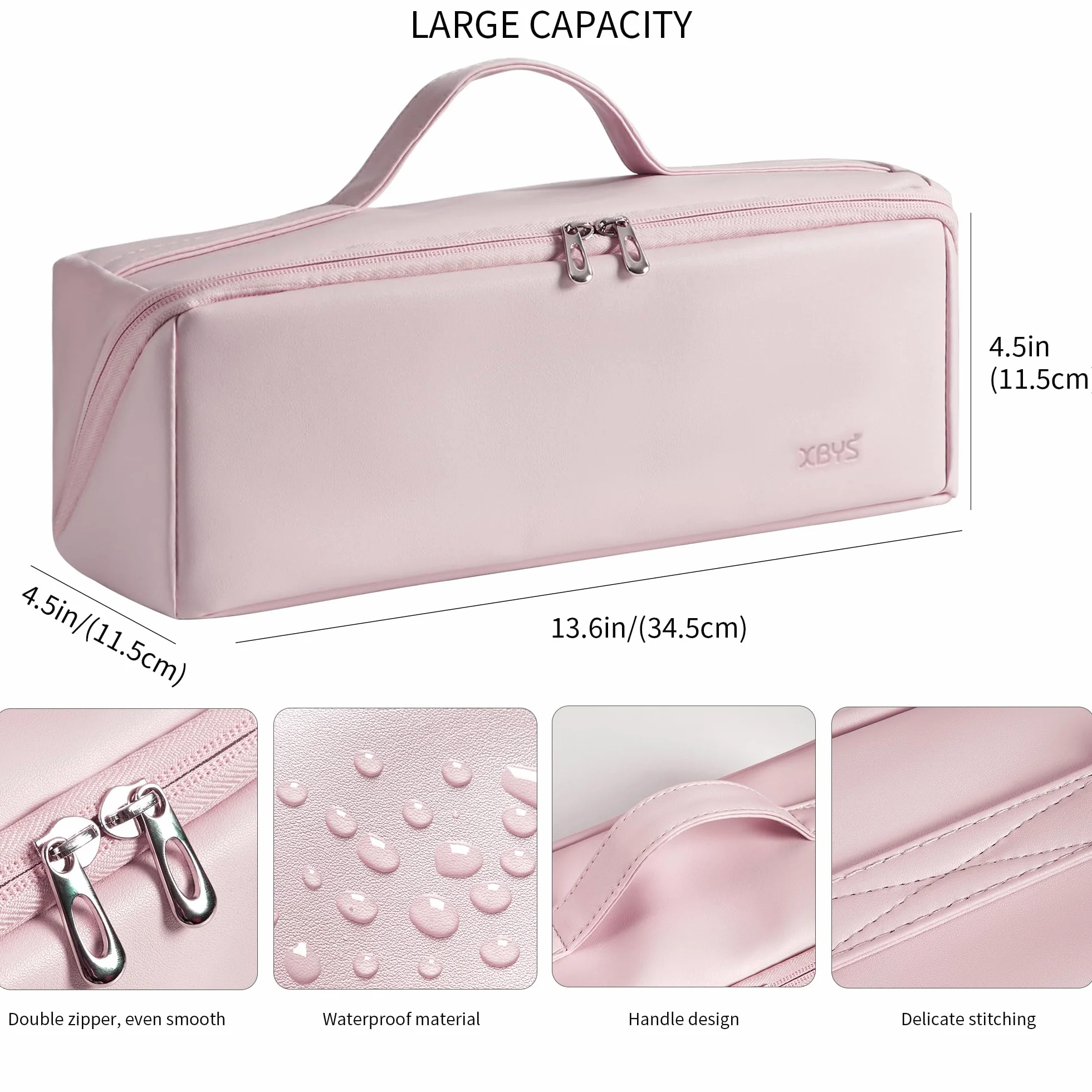 Veki Bolsa de Viaje Portátil para Secador de Pelo, Almacenamiento Compatible con Dyson Airwrap, Supersonic y Shark, Funda Transporte Rosa