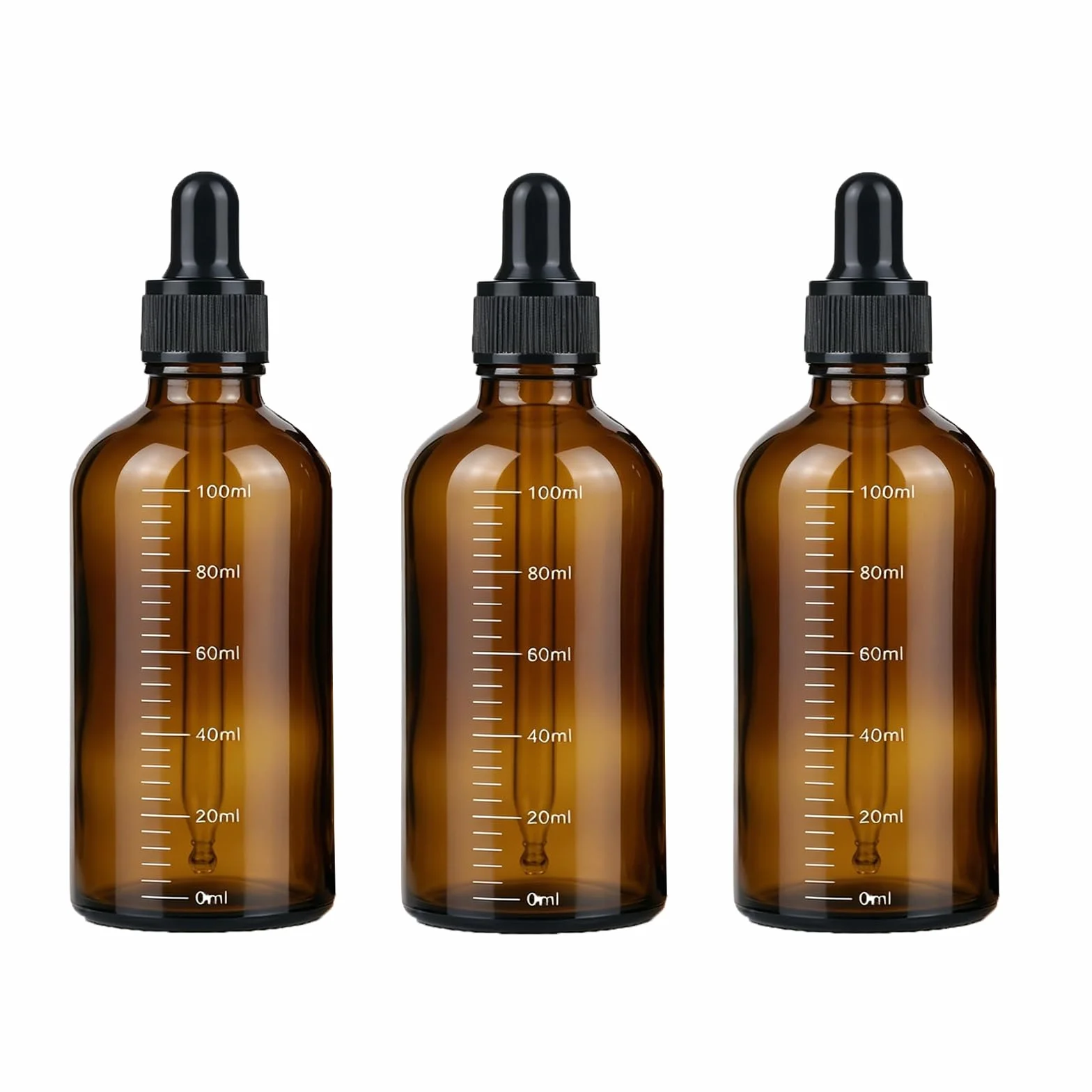 Botellas de vidrio ámbar 100 ml con pipeta cuentagotas negra para aceite esencial perfumes