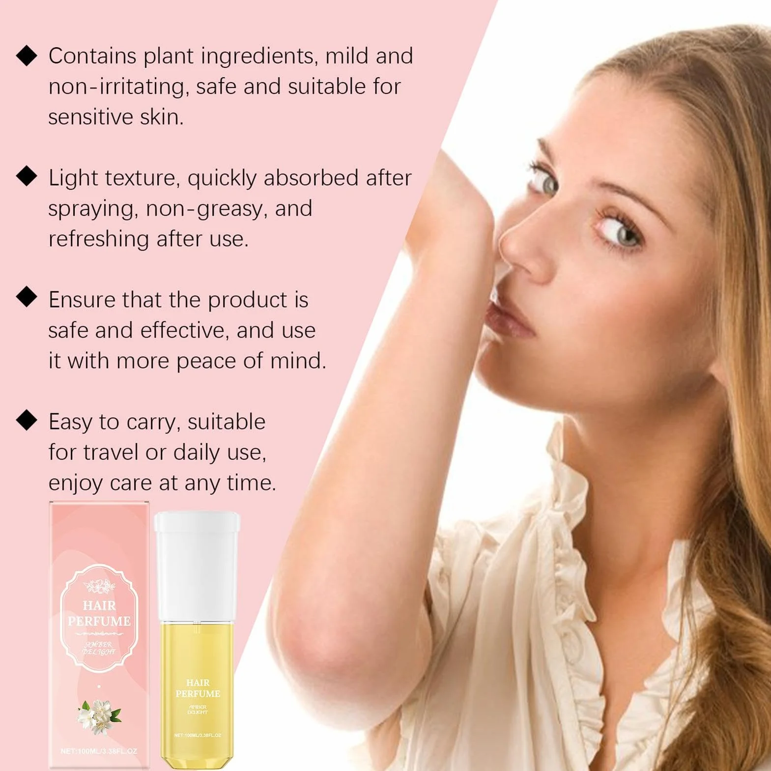 Perfume para el cabello floral para mujer, niebla perfumada para cabello y cuerpo