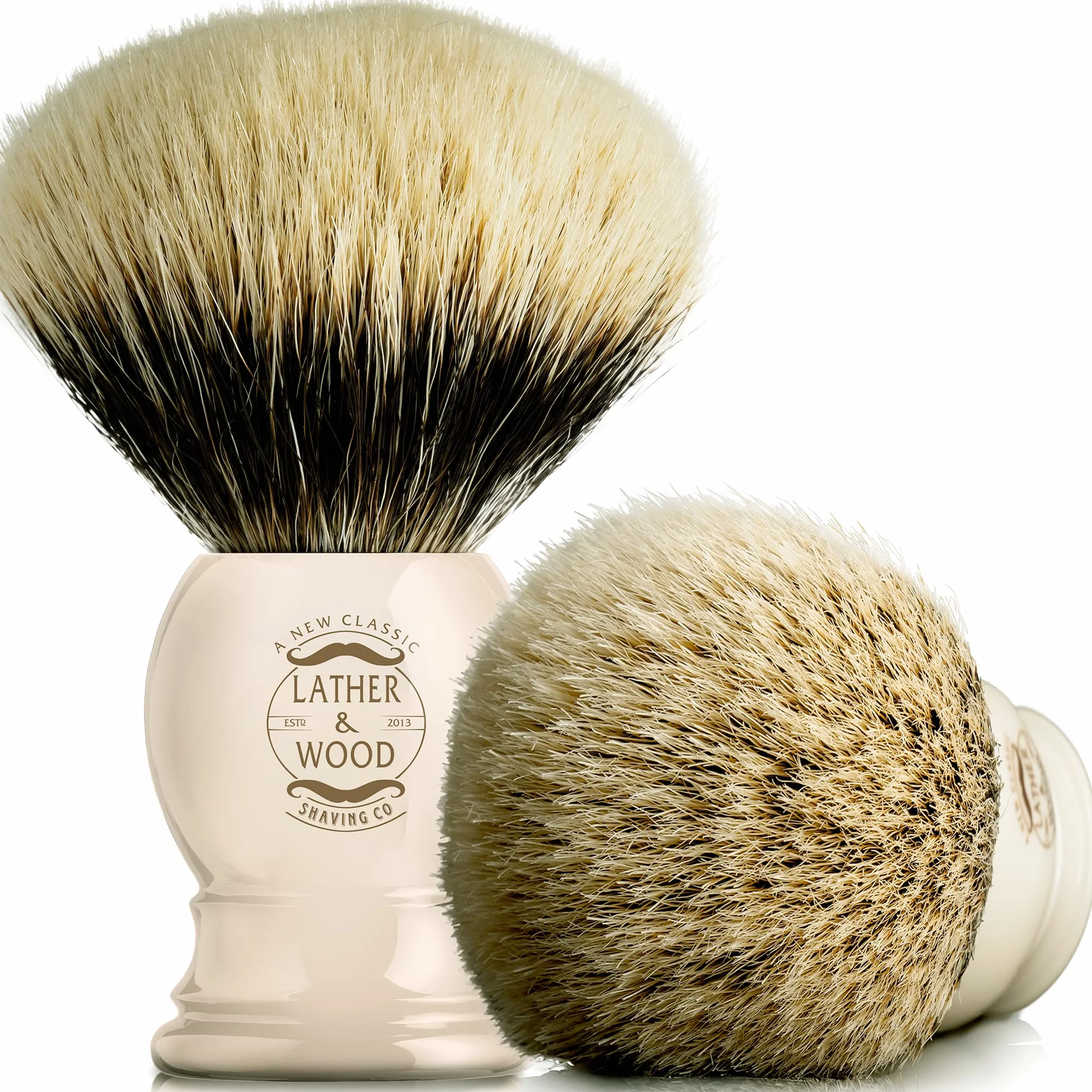 Lather & Wood Shaving Co.Pure Badger Brocha de afeitar – Premium hecha a mano en Inglaterra – Simply the Best Luxury Brocha de afeitar para hombre, 1.00[set de ]