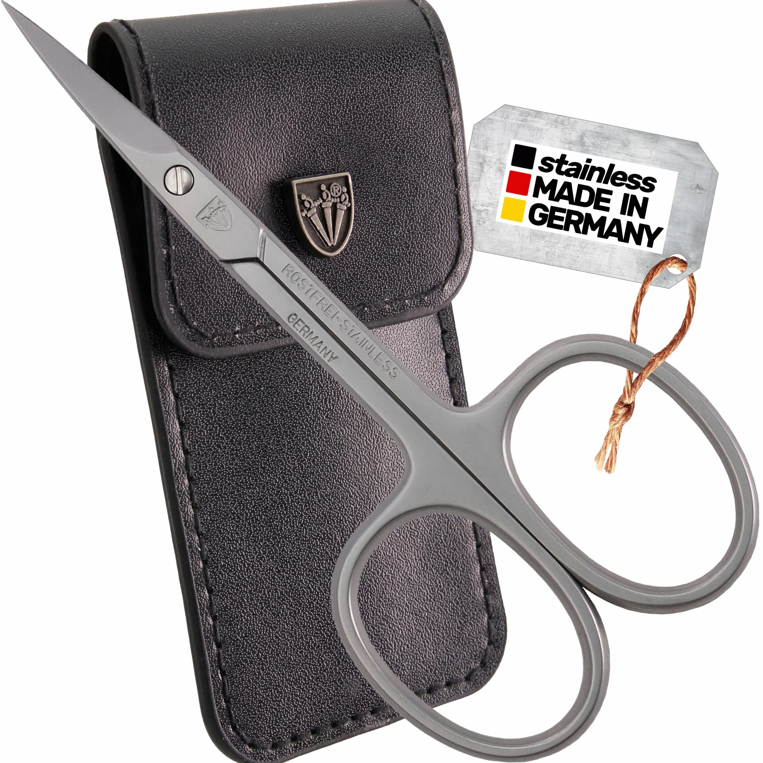 3 Swords Germany Tijeras rectas para cutículas de acero inoxidable inox (1 unidad) con estuche para manicura y pedicura - Cuidado de uñas por 3 Swords - Fabricado en Alemania