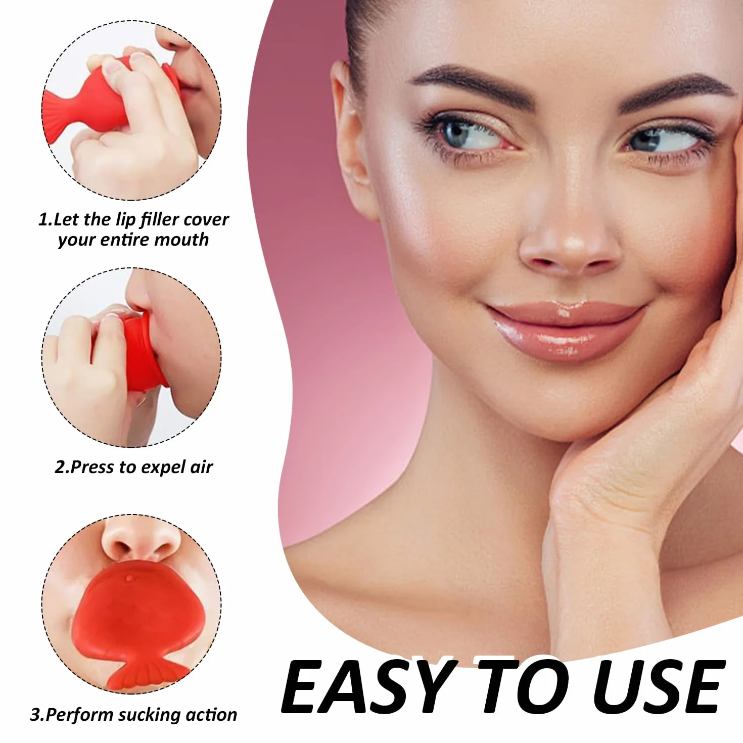 Juego de Herramientas de Belleza: Dispositivo para Rellenar Labios de Pico de Pez y Cepillo de Labios de Cabeza Redonda