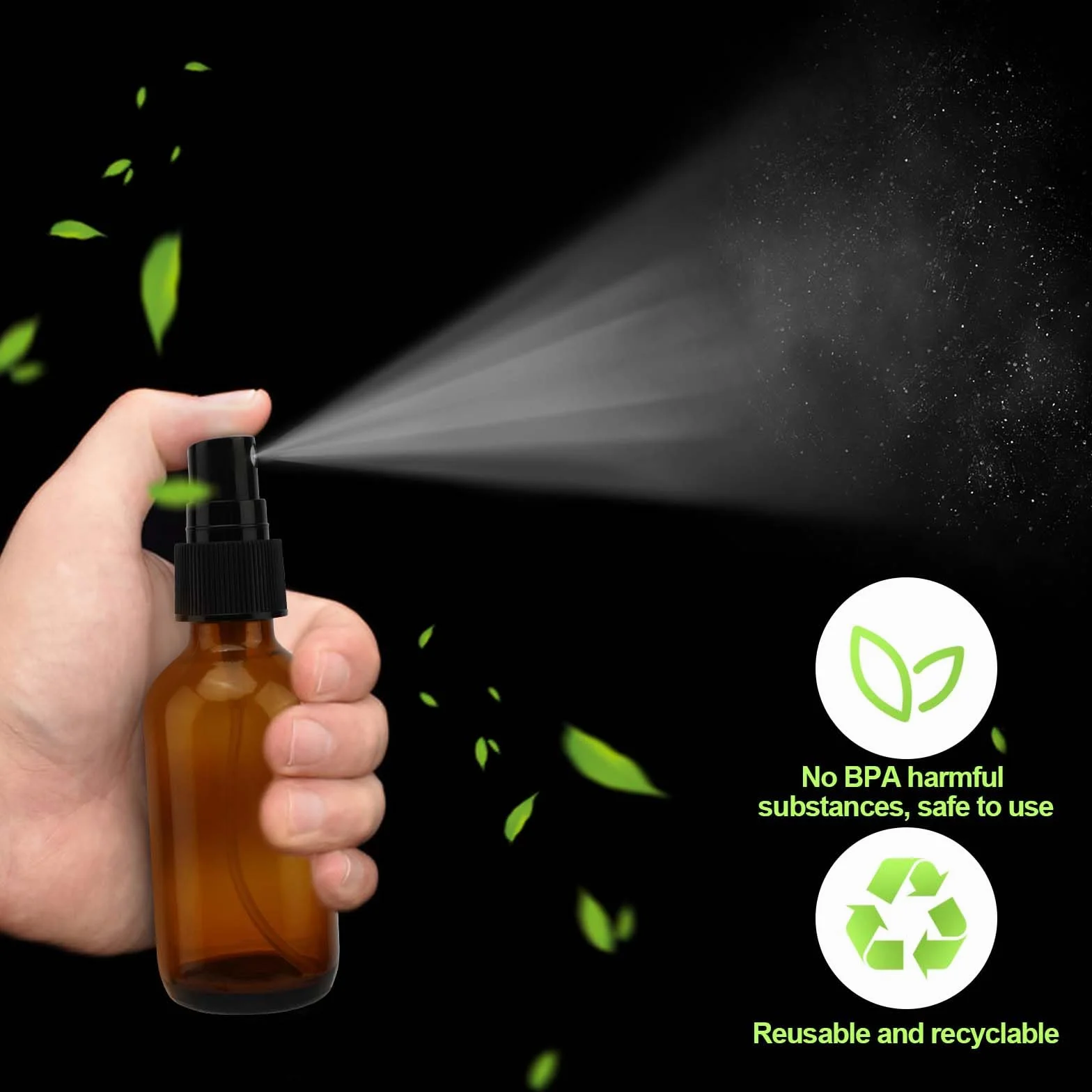 Pavlleen 3 Piezas Pulverizador Cristal Botella Atomizador Reutilizable Vacías Spray Bottle