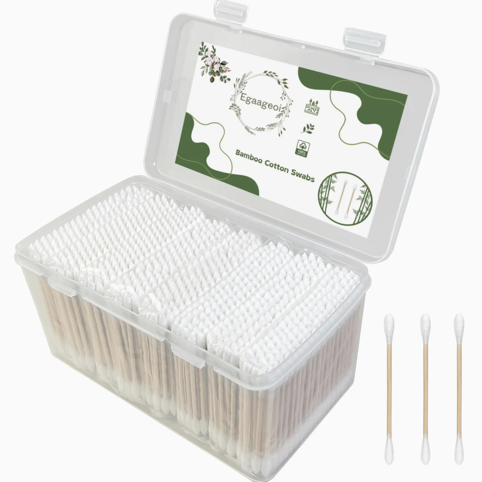 Bastoncillos de algodón de bambú, biodegradables y orgánicos, 100% ecológicos y naturales, puntas gruesas dobles redondas para eliminación de cera de oídos, maquillaje, limpieza electrónica,